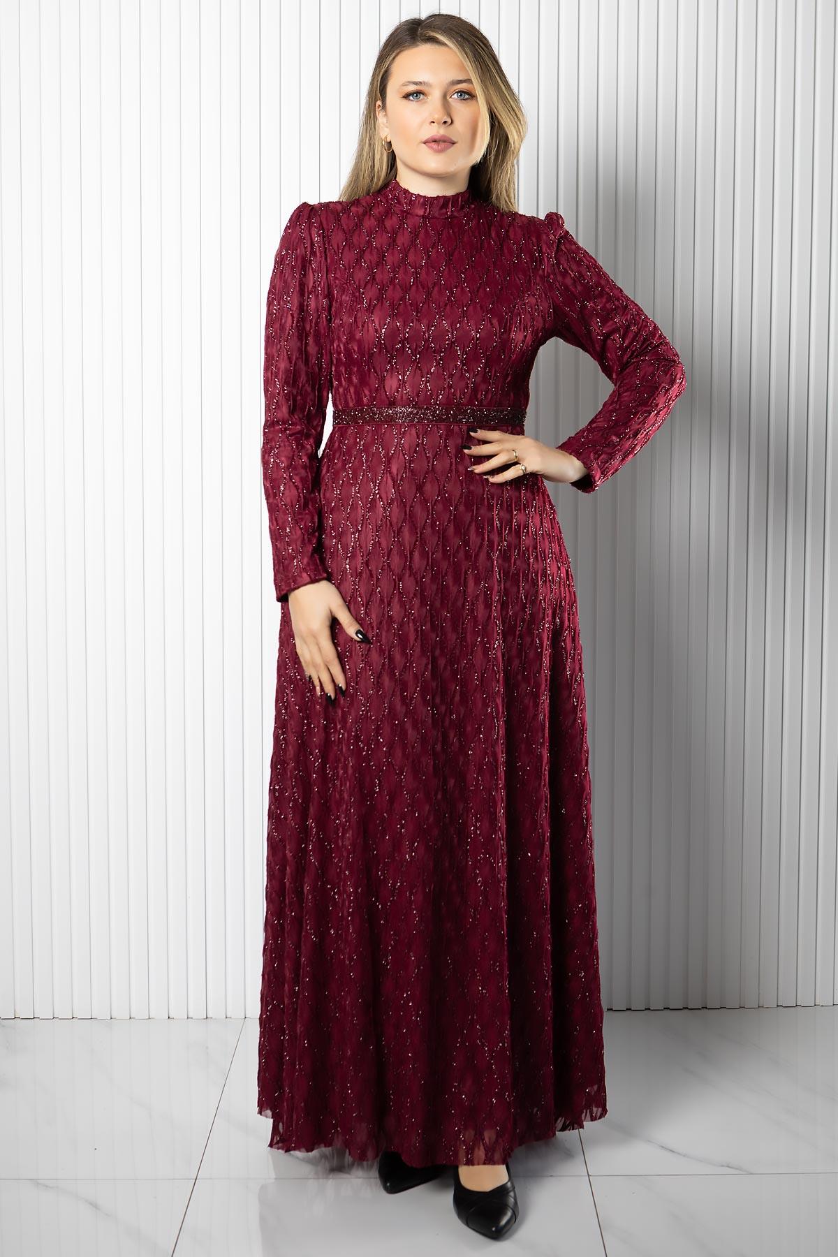 Lina Abiye Elbise  Bordo ELB80ELB80-BORDOElben