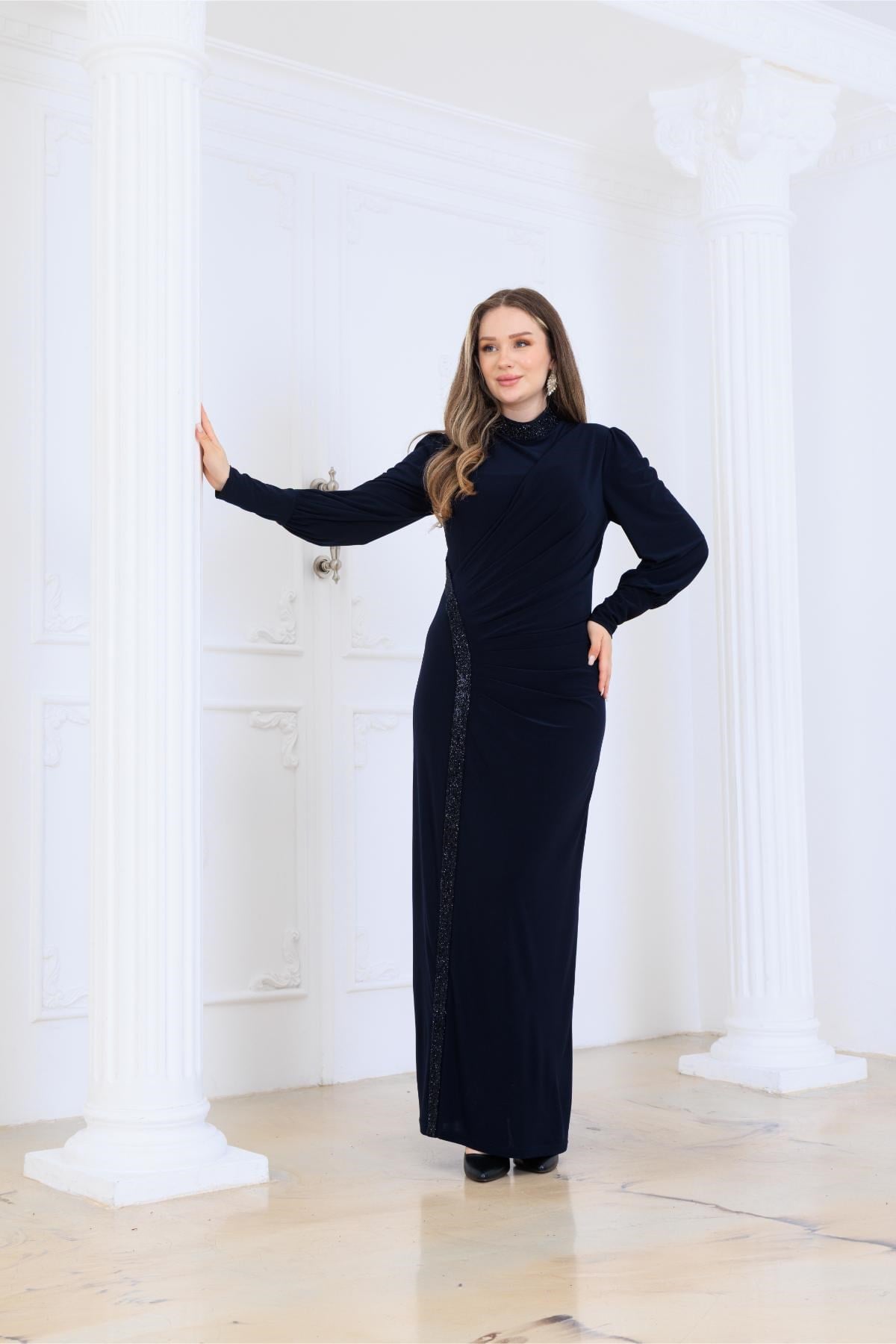 Eleni Abiye Elbise Lacivert ELB88ELB88-LacivertElben