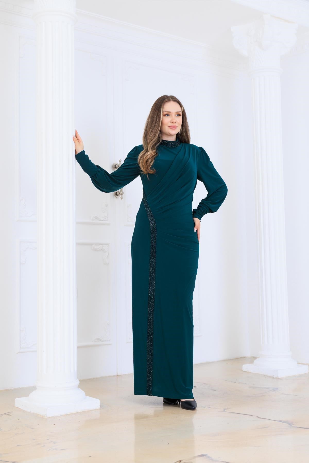 Eleni Abiye Elbise Zümrüt ELB88ELB88-ZümrütElben