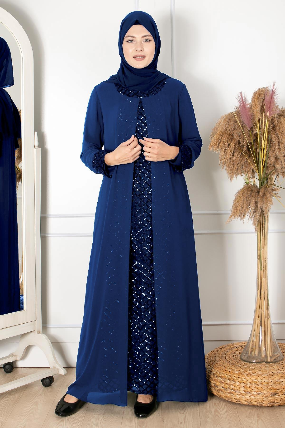 Payet İşleme  Detaylı Abiye Lacivert FHM854FHM854-LACİVERTFahima