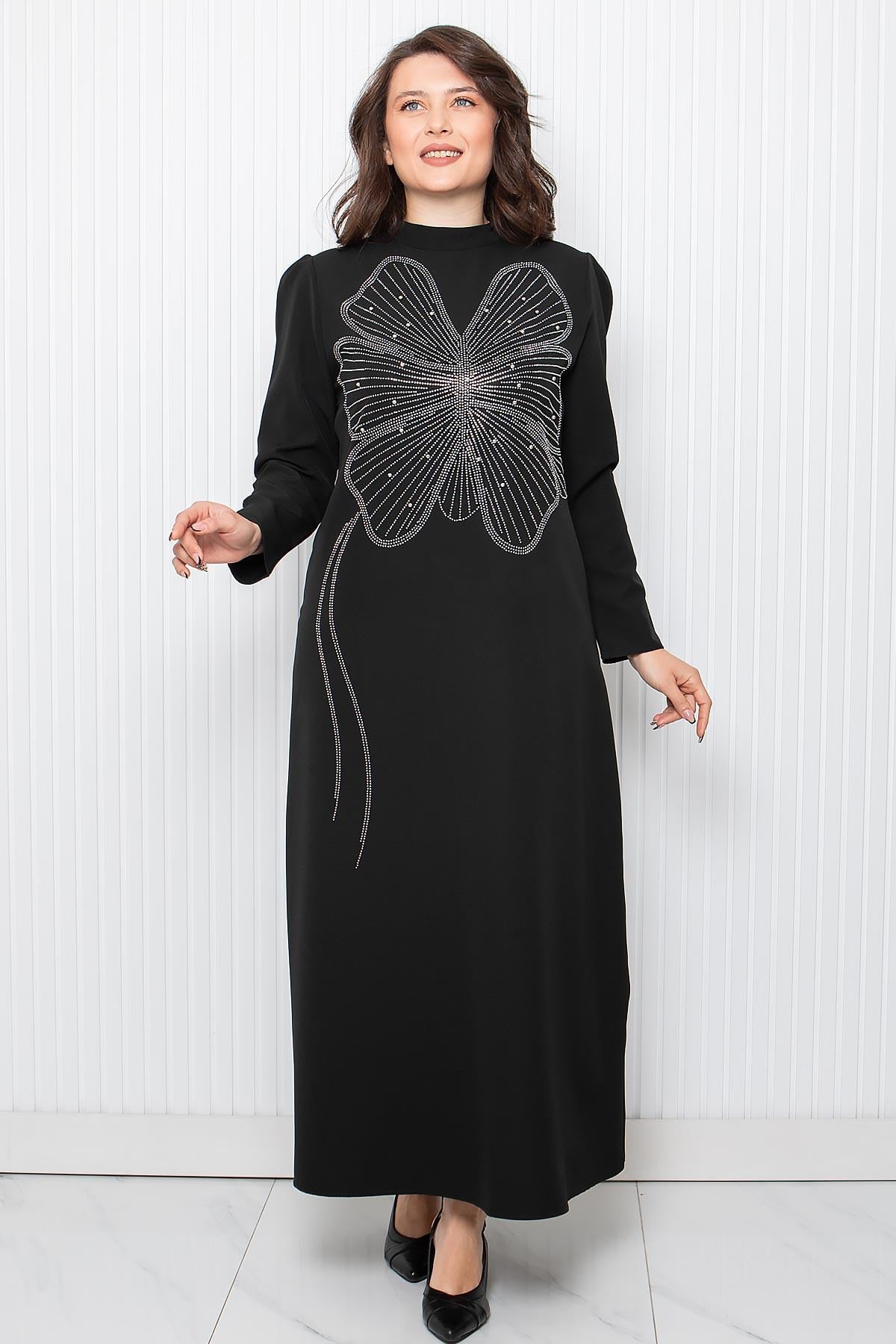 Taş Baskı Detaylı Abiye Siyah FHM948FHM948-SİYAHFahima