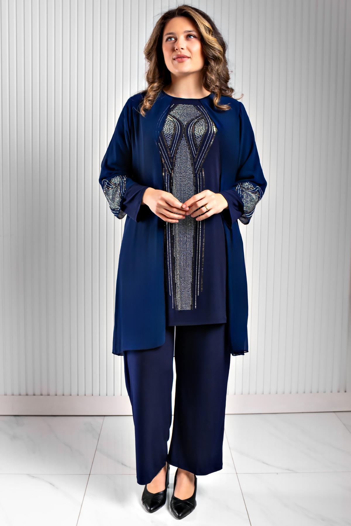 Taş Baskı Detaylı İkili Takım Lacivert FHM952FHM952-LACİVERTFahima