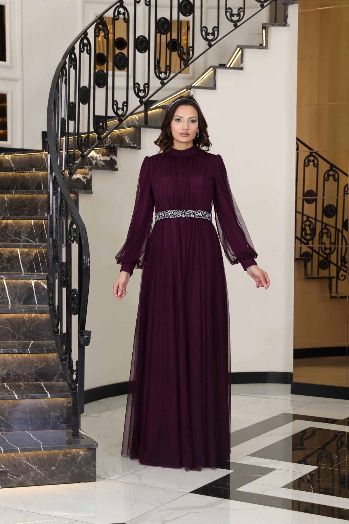 Alya Abiye Mürdüm FVM206FVM206-MÜRDÜMFuval Moda