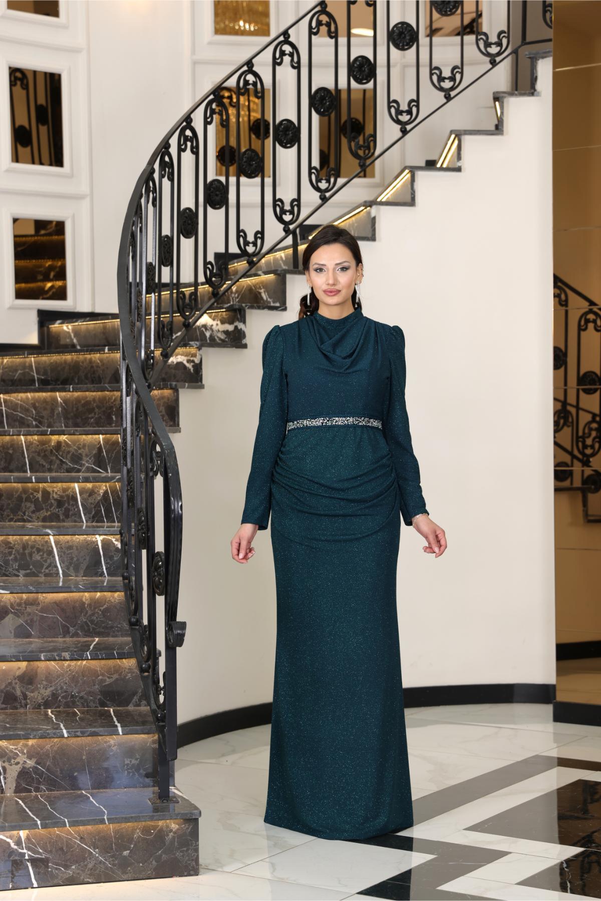 Dilara Abiye Zümrüt FVM208FVM208-ZÜMRÜTFuval Moda