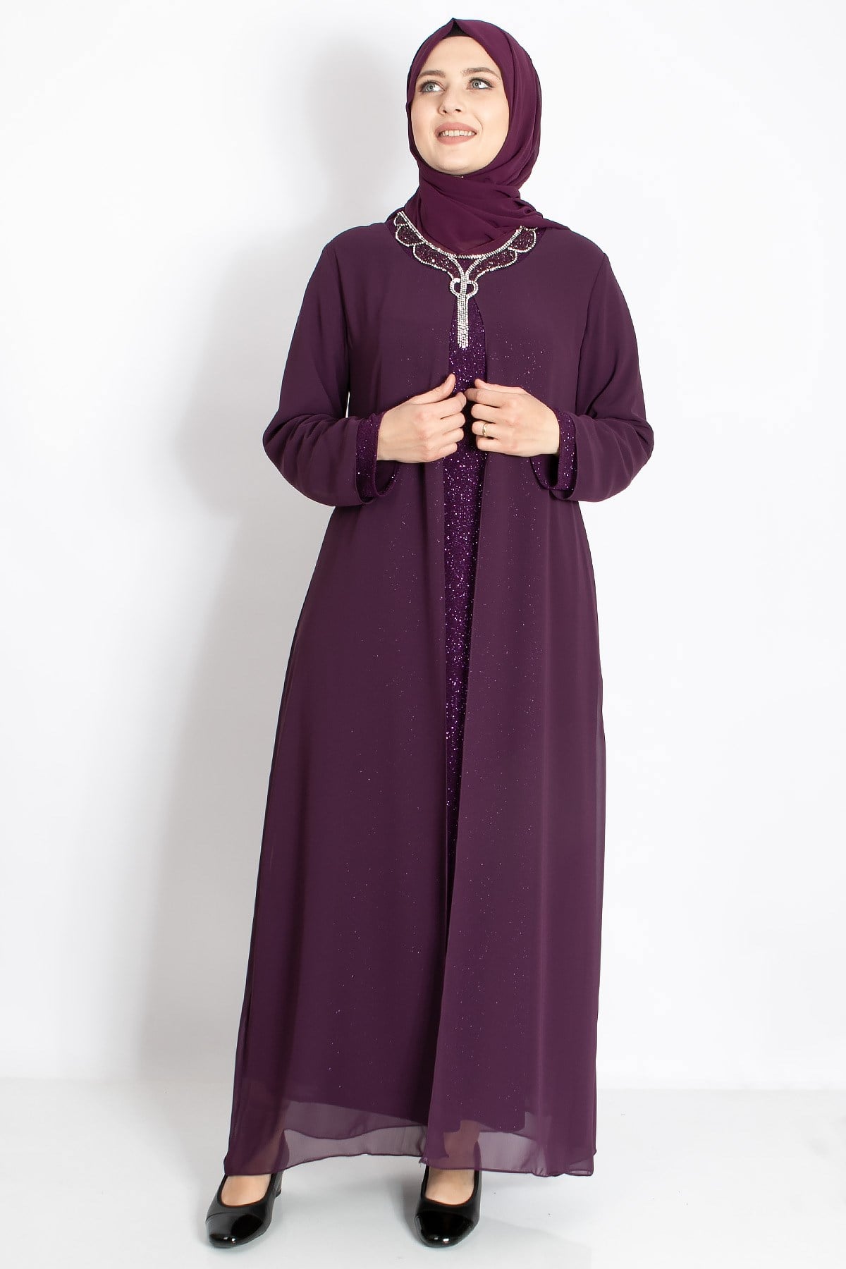 Kolye Detaylı Abiye Mürdüm MDA2210MDA2210-MÜRDÜMMDA