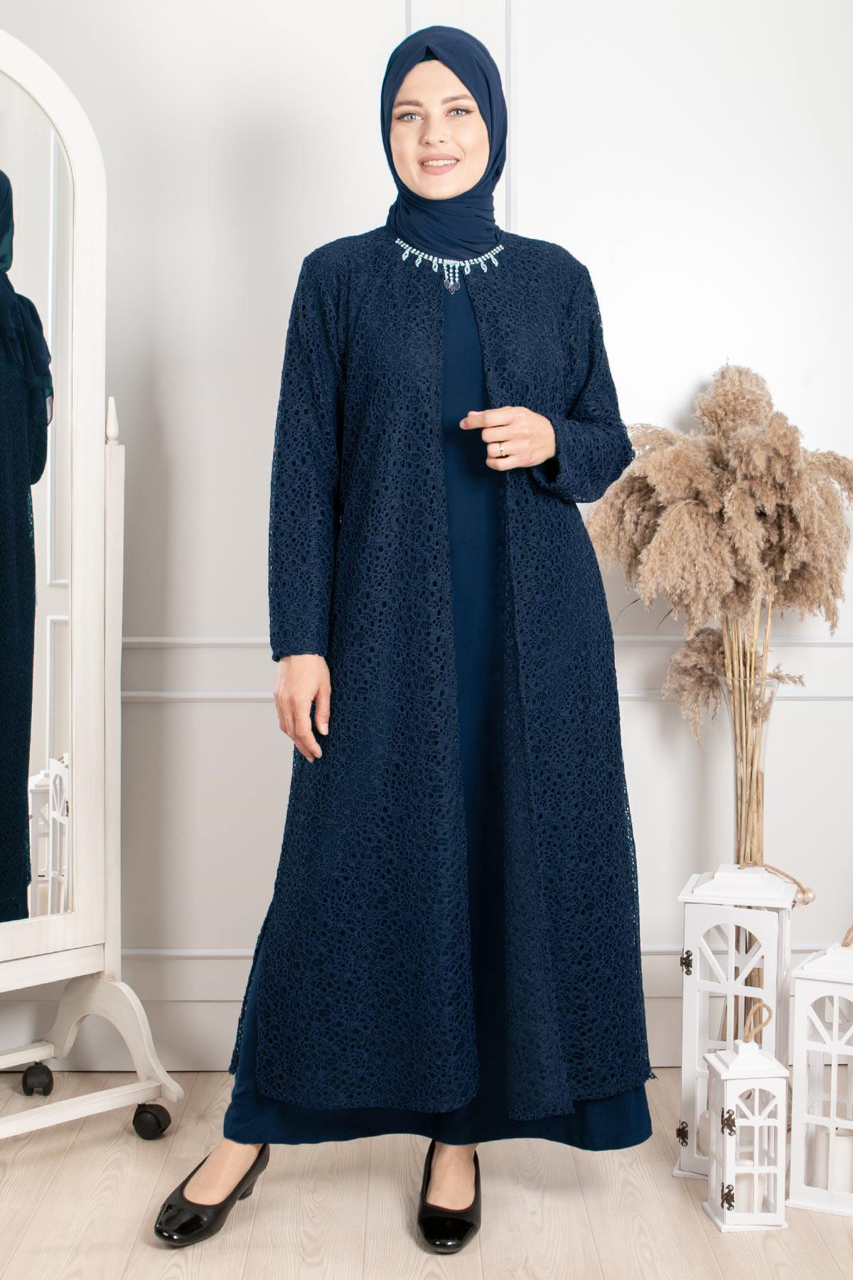 Kolye Detaylı Abiye Lacivert MDA2220MDA2220-LACİVERTMDA