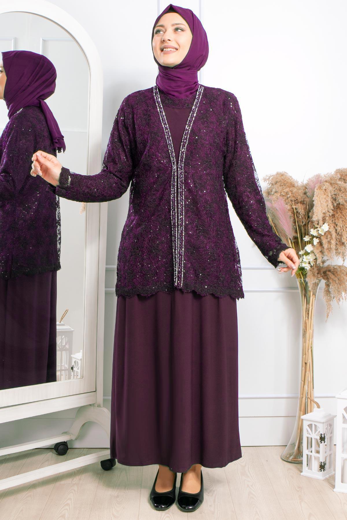 Taş İşleme Abiye Mürdüm MDA2309MDA2309-MÜRDÜMMDA