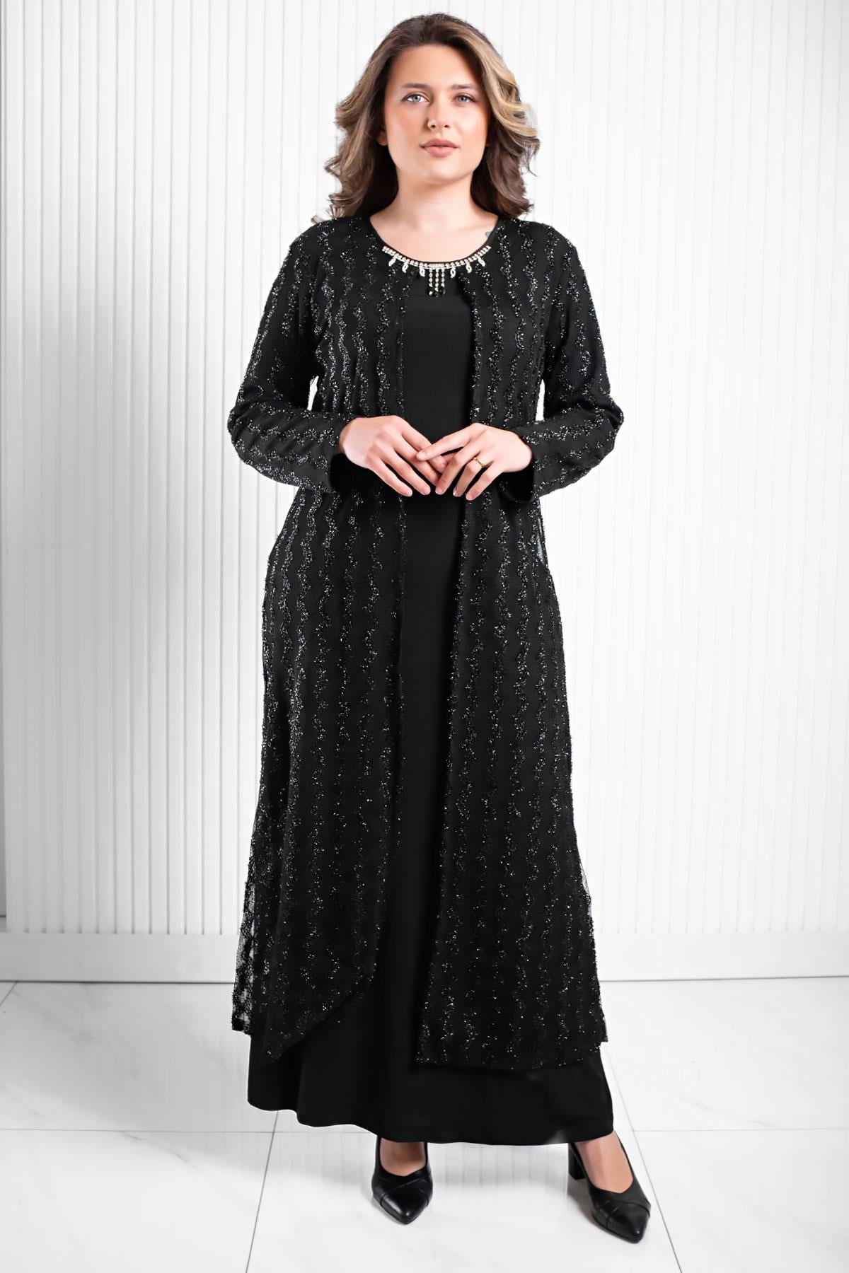 Taş İşleme Detaylı Abiye Siyah MDA2560MDA2560-SİYAHMDA