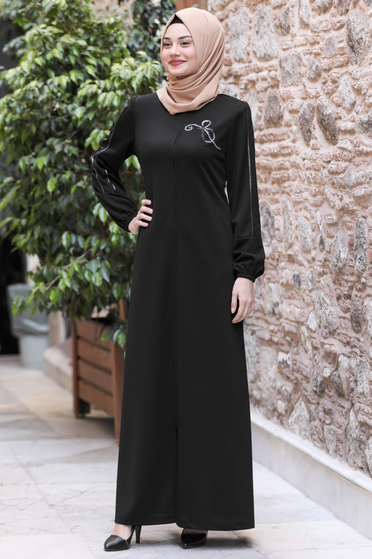 Hira İşlemeli Ferace Siyah SN56SN56-SİYAHSefanisa