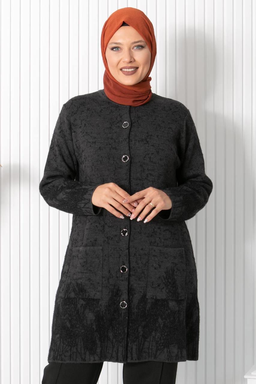 DÜĞMELİ TRİKO HIRKA34005-ANTRASİTFahima Elite