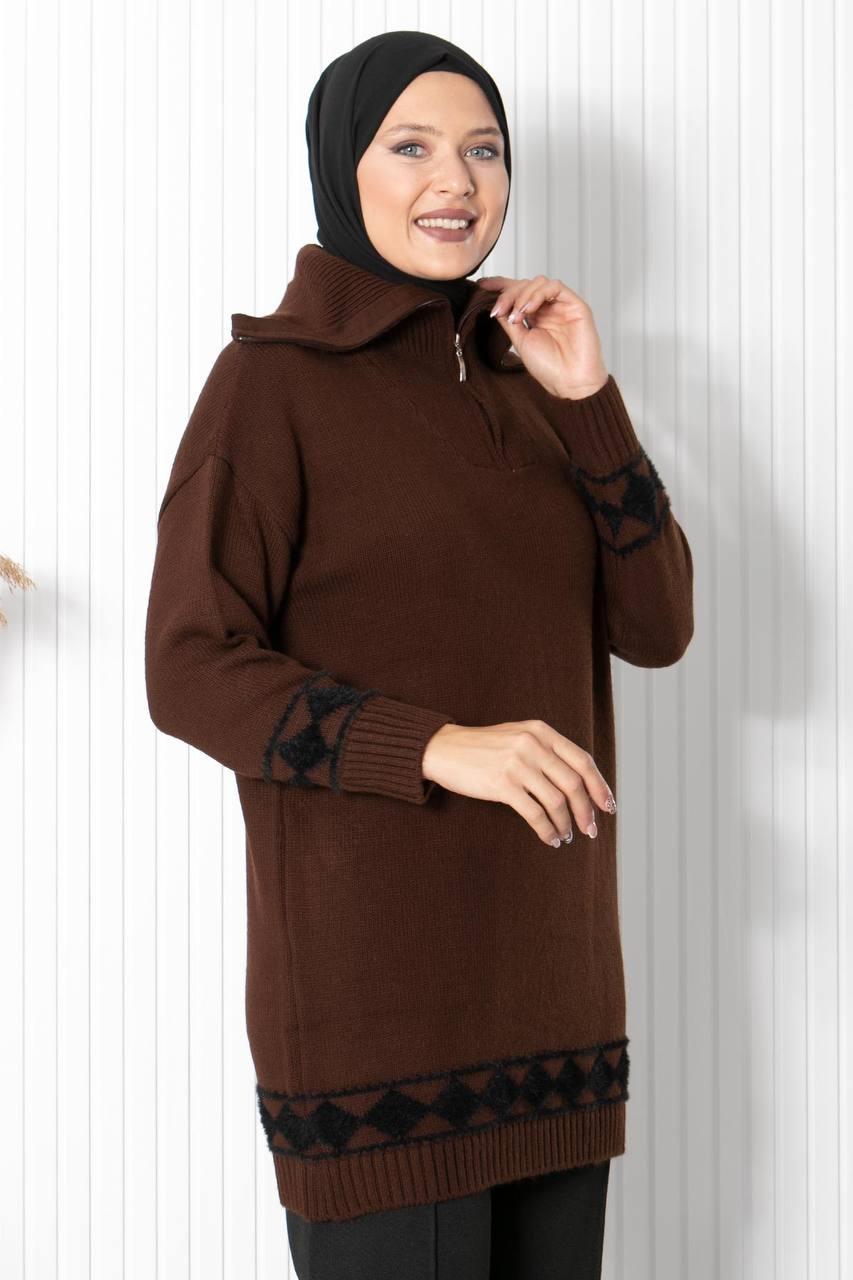 DESENLİ BOĞAZLI TRİKO KAZAK34010-KAHVEFahima Elite