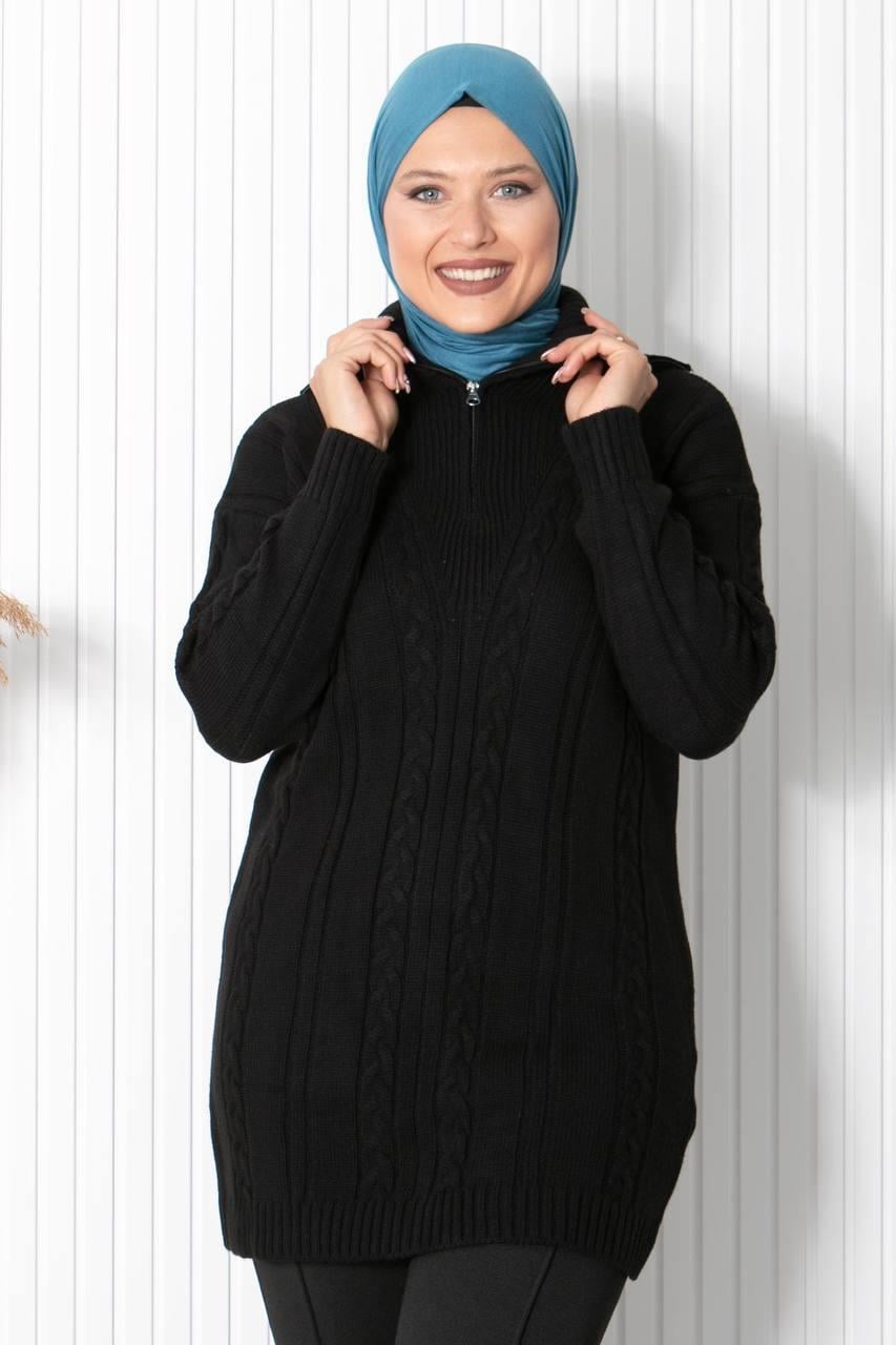 FERMUARLI TRİKO KAZAK34011-SİYAHFahima Elite