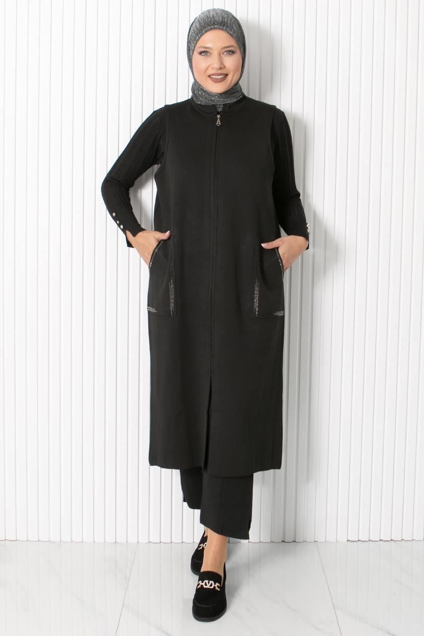 UZUN TRİKO CEKET34026-SİYAHFahima Elite