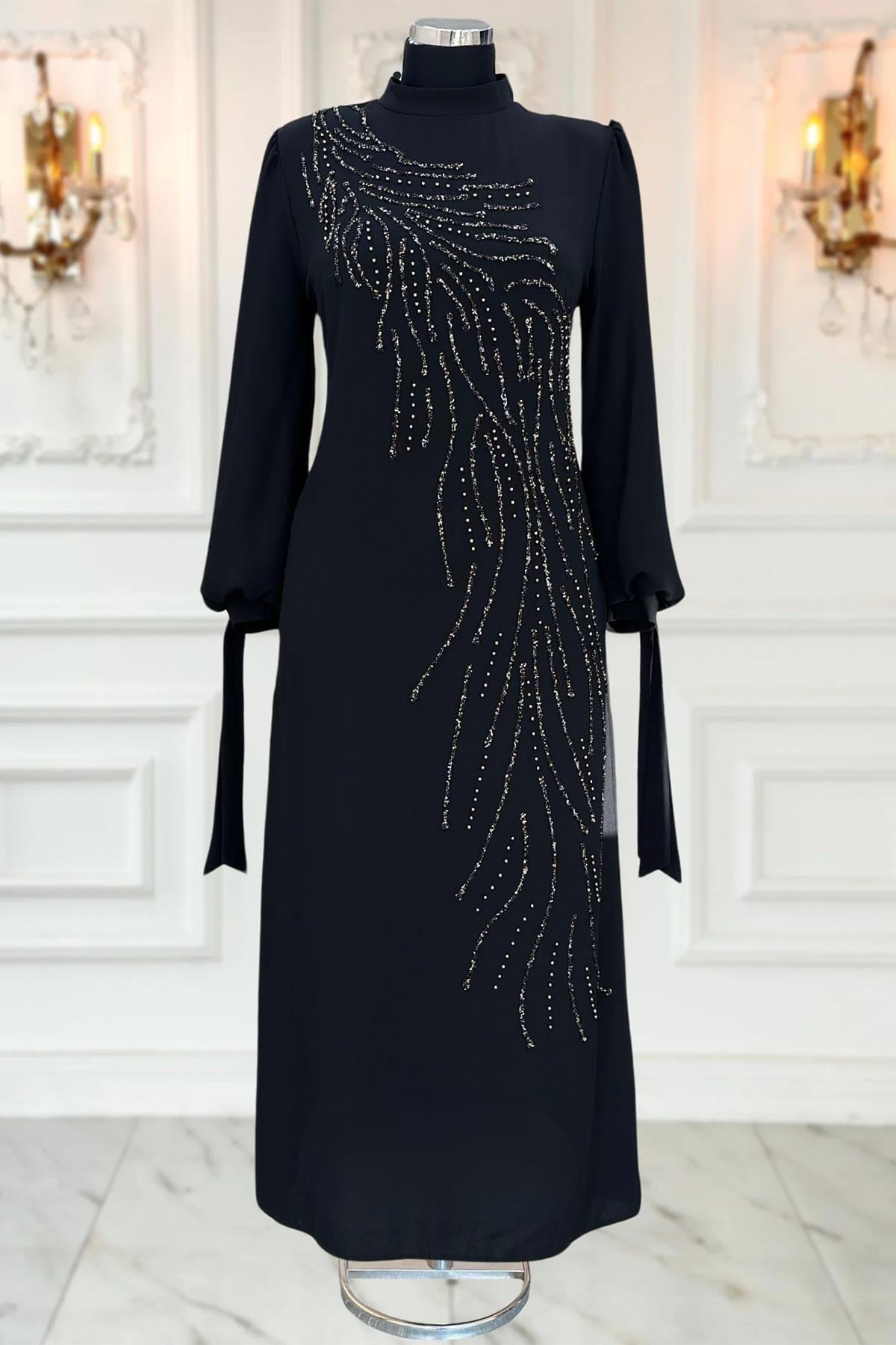 İREM TESETTÜR ABİYEAMH1032-SİYAHAmine Hüma