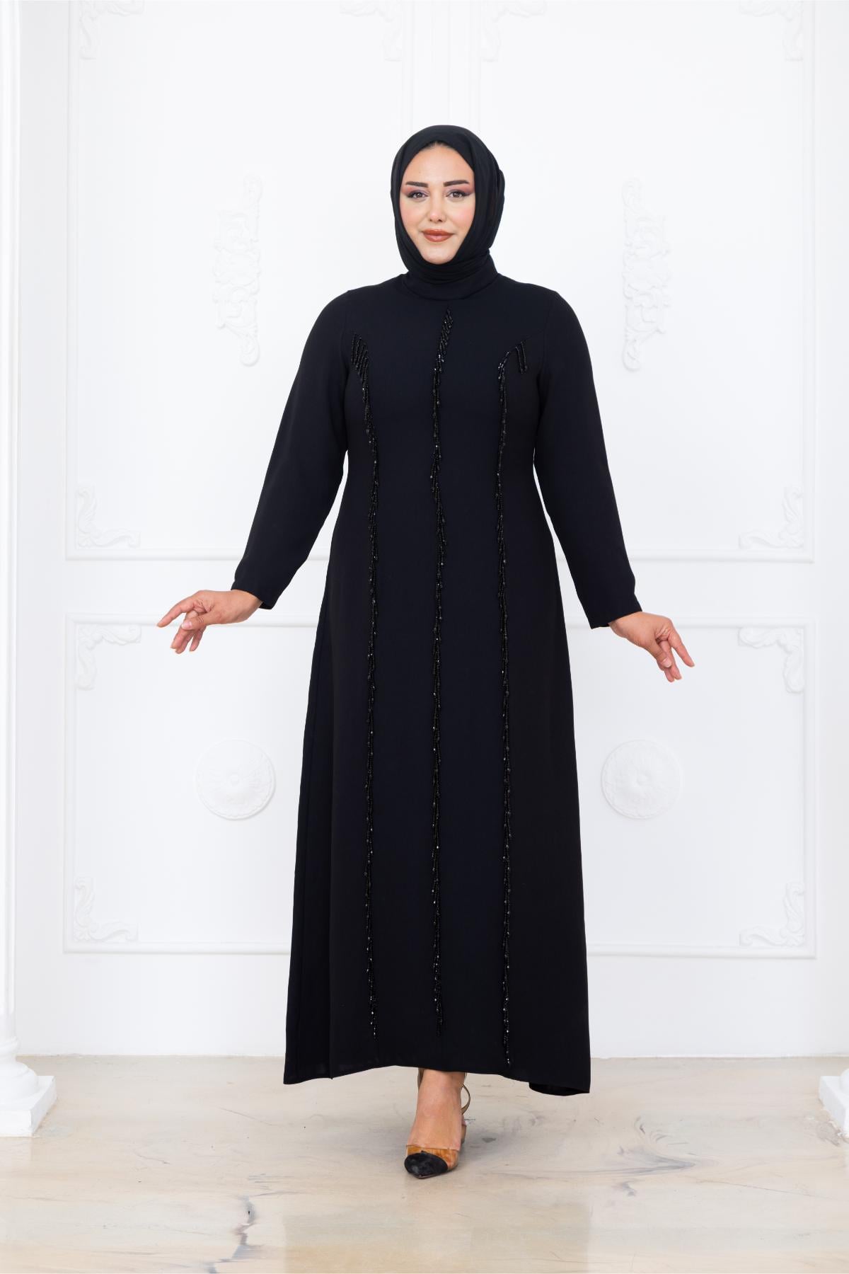 Tuna Tesettür AbiyeAMH1086-SİYAHAmine Hüma