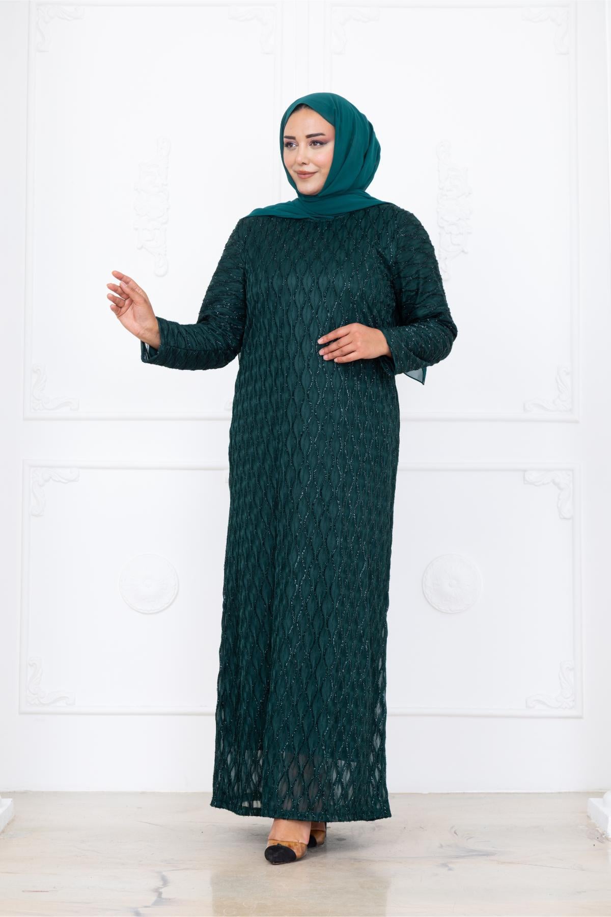 Mahi Simli Dantel Tesettür AbiyeAMH1094-ZÜMRÜTAmine Hüma