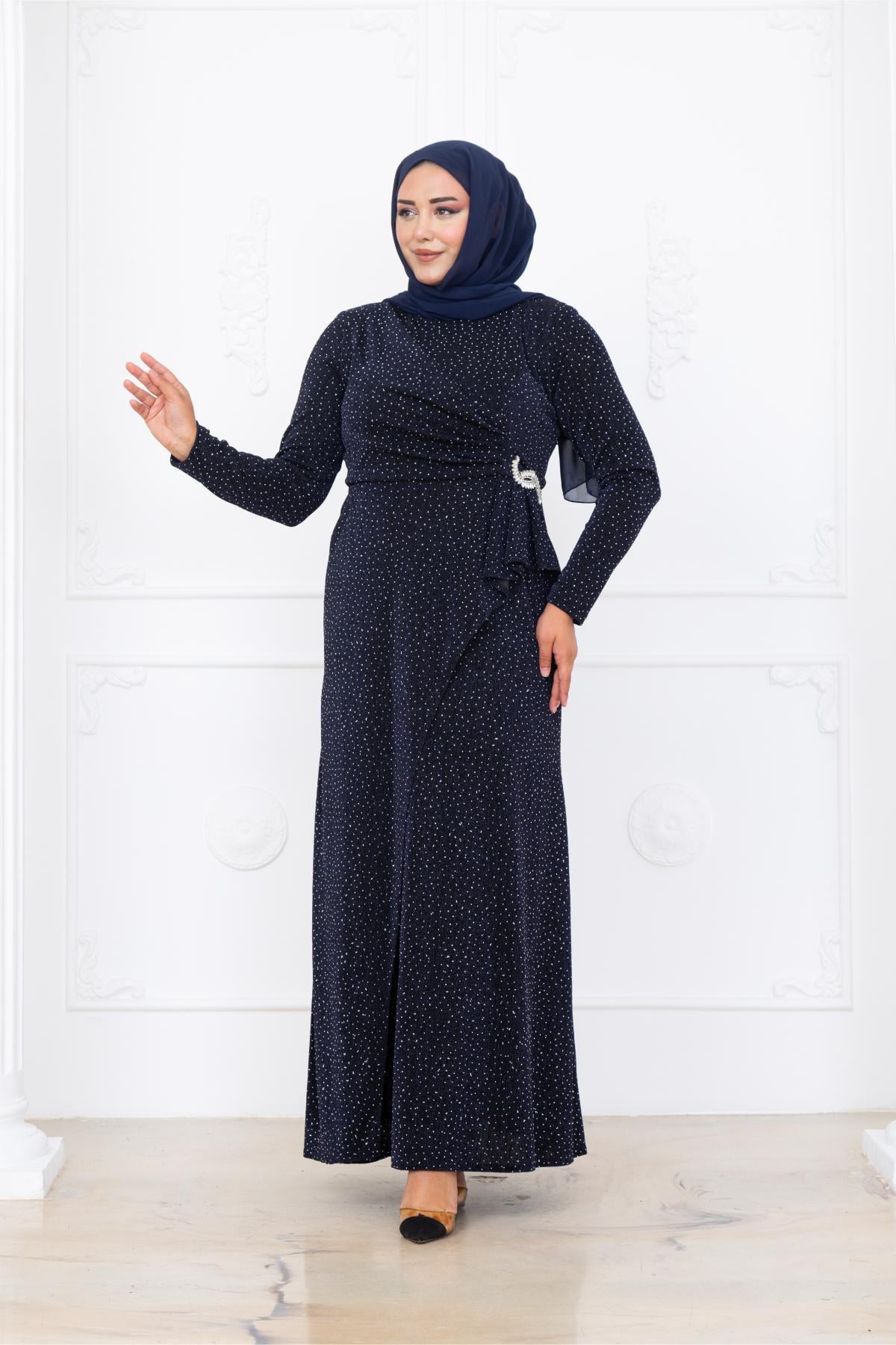 Roza Tesettür Abiye AMH1098-LACİVERTAmine Hüma