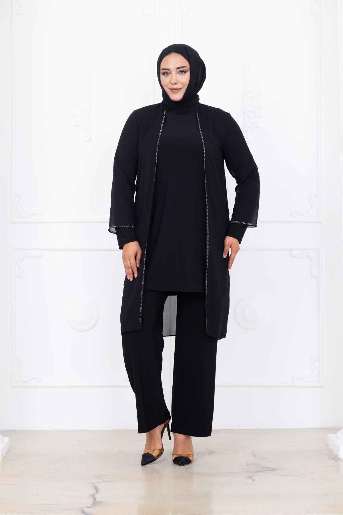 Sezen Şifon Tesettür Takım AMH1100AMH1100-SİYAHAmine Hüma