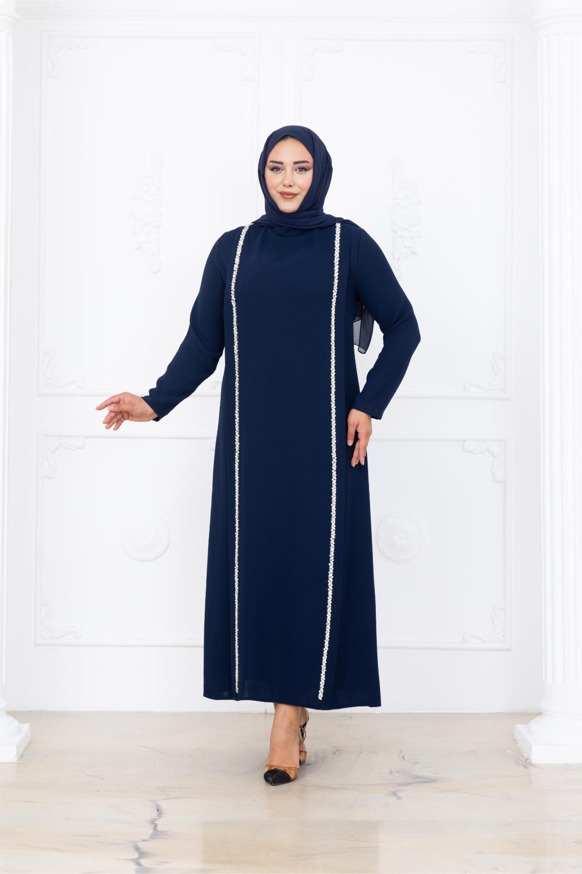 Yakut Testtür Abiye AMH1102-LACİVERTAmine Hüma