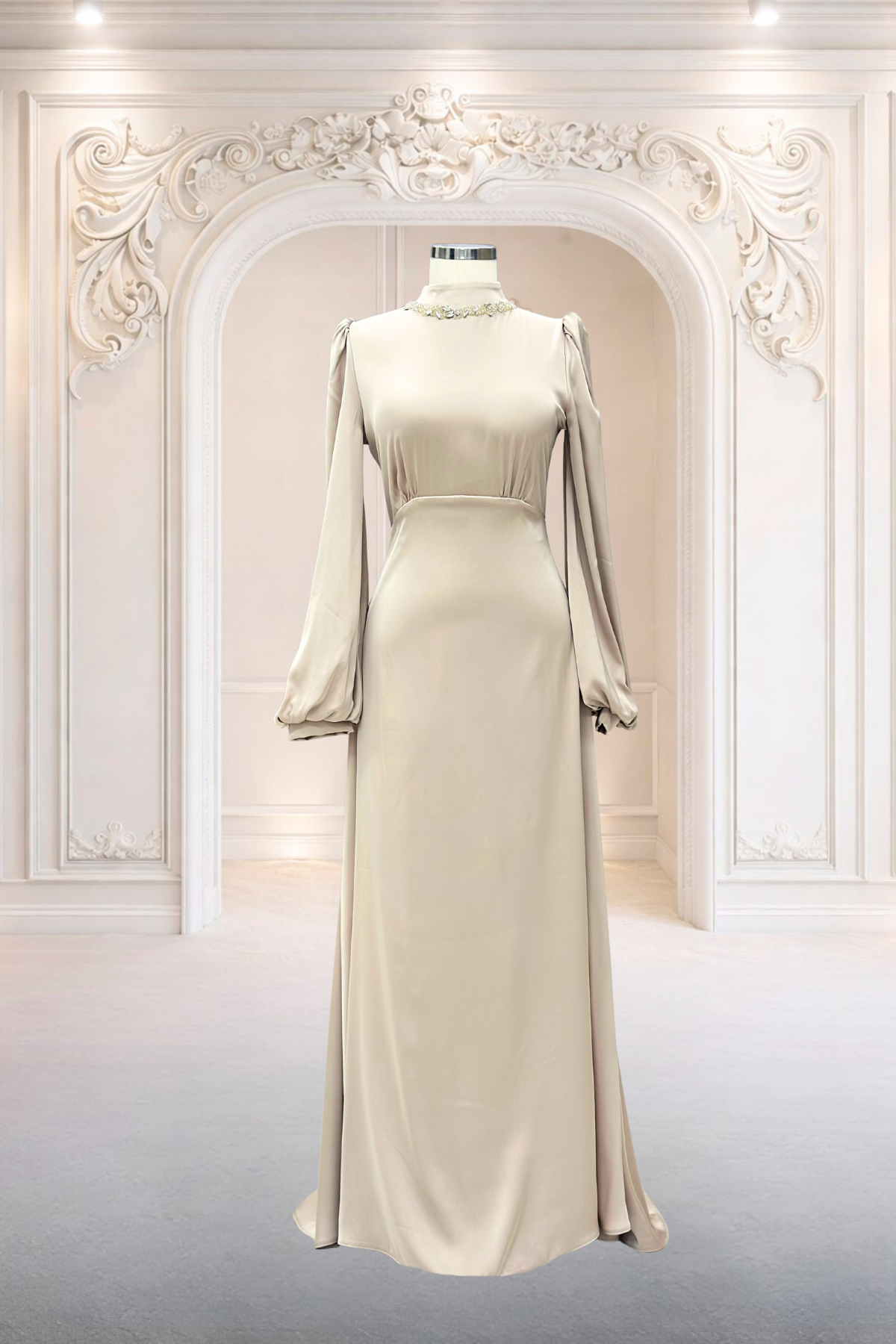 Rüya Saten AbiyeAMH1140-BejAmine Hüma