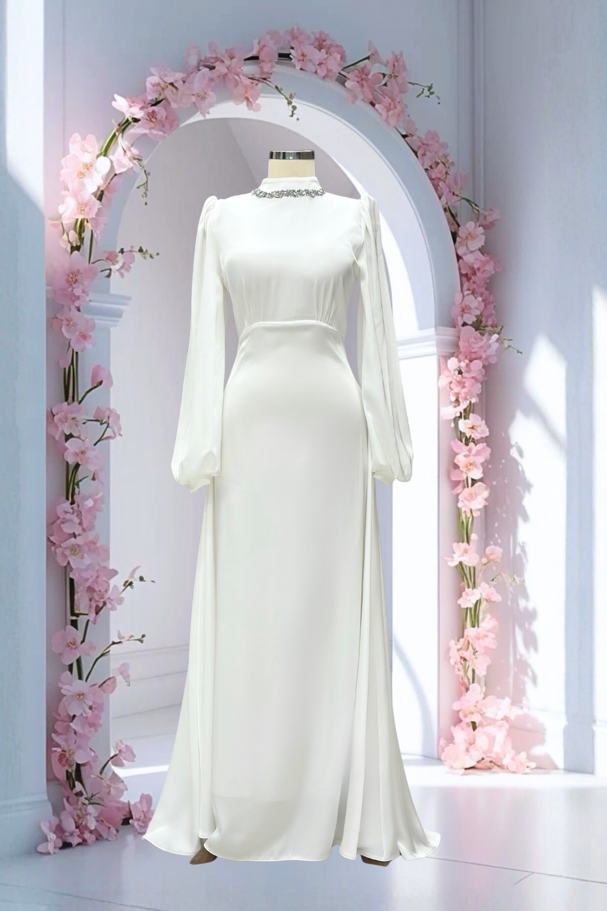 Rüya Saten AbiyeAMH1140-EkruAmine Hüma