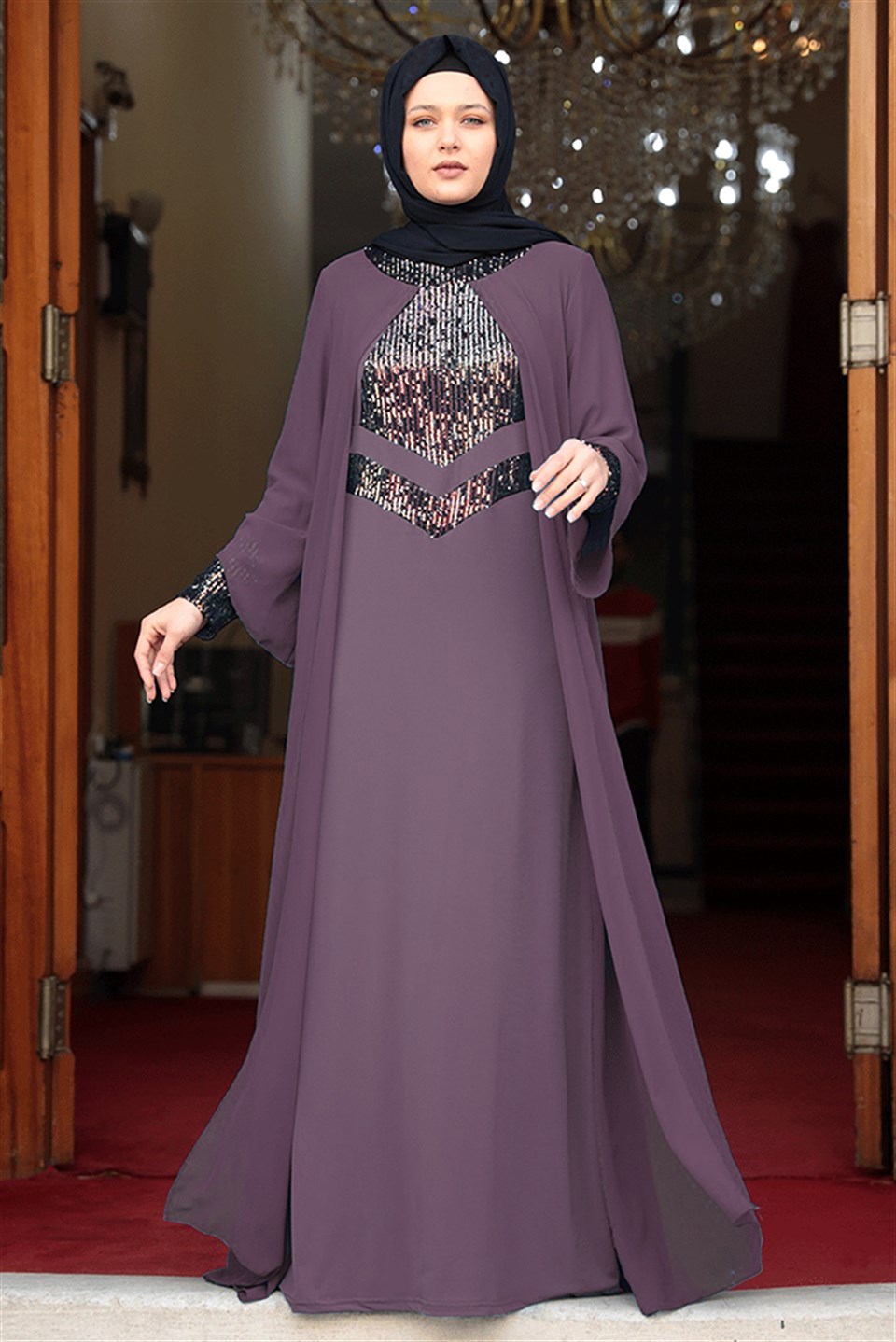 Robe de soirée - Élasthanne - Sans Doublure - Ras du Cou - Lilas  - AMH505
