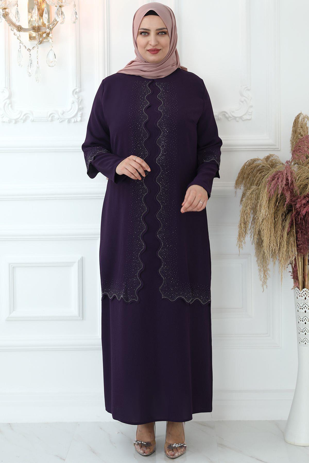 Laser Cut Evening Dress Purple AMH806AMH806-MORAmine Hüma
