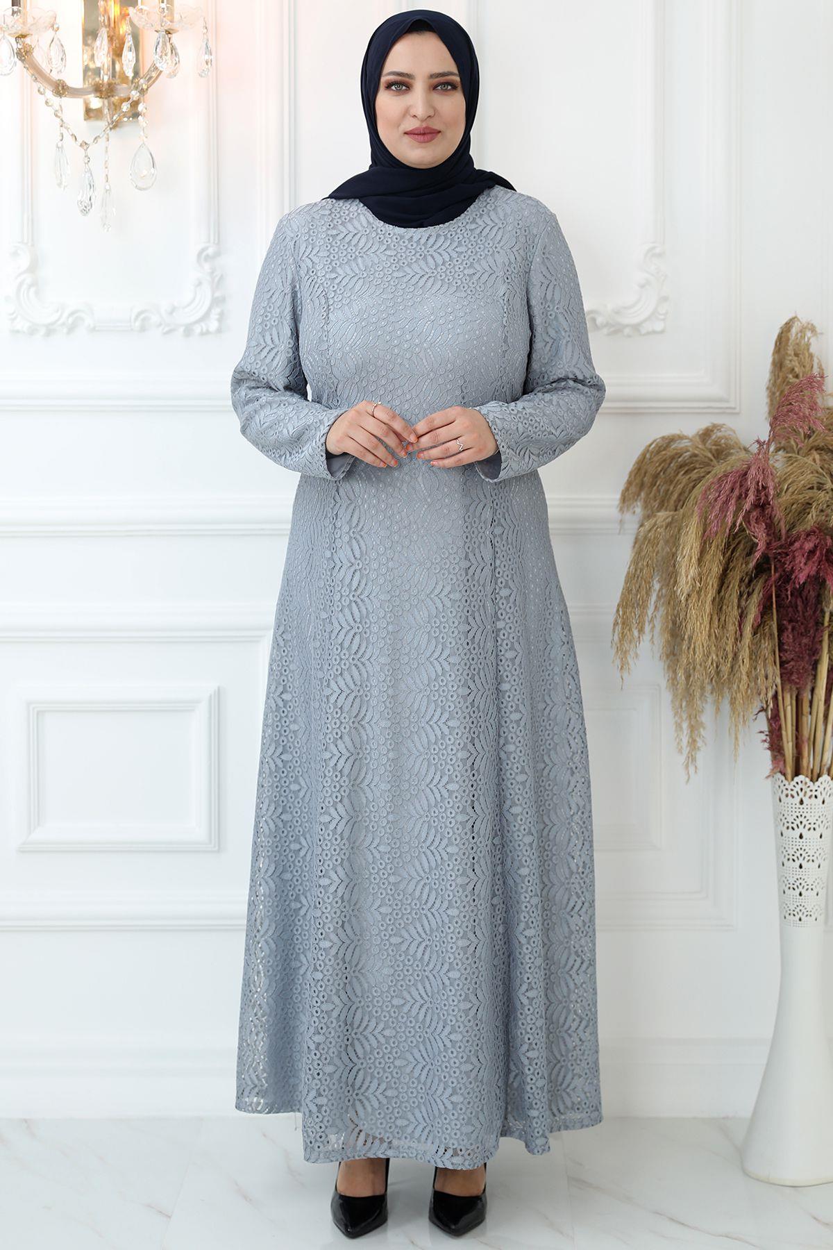 YAPRAK ABİYE ELBİSEAMH834-GRİAmine Hüma