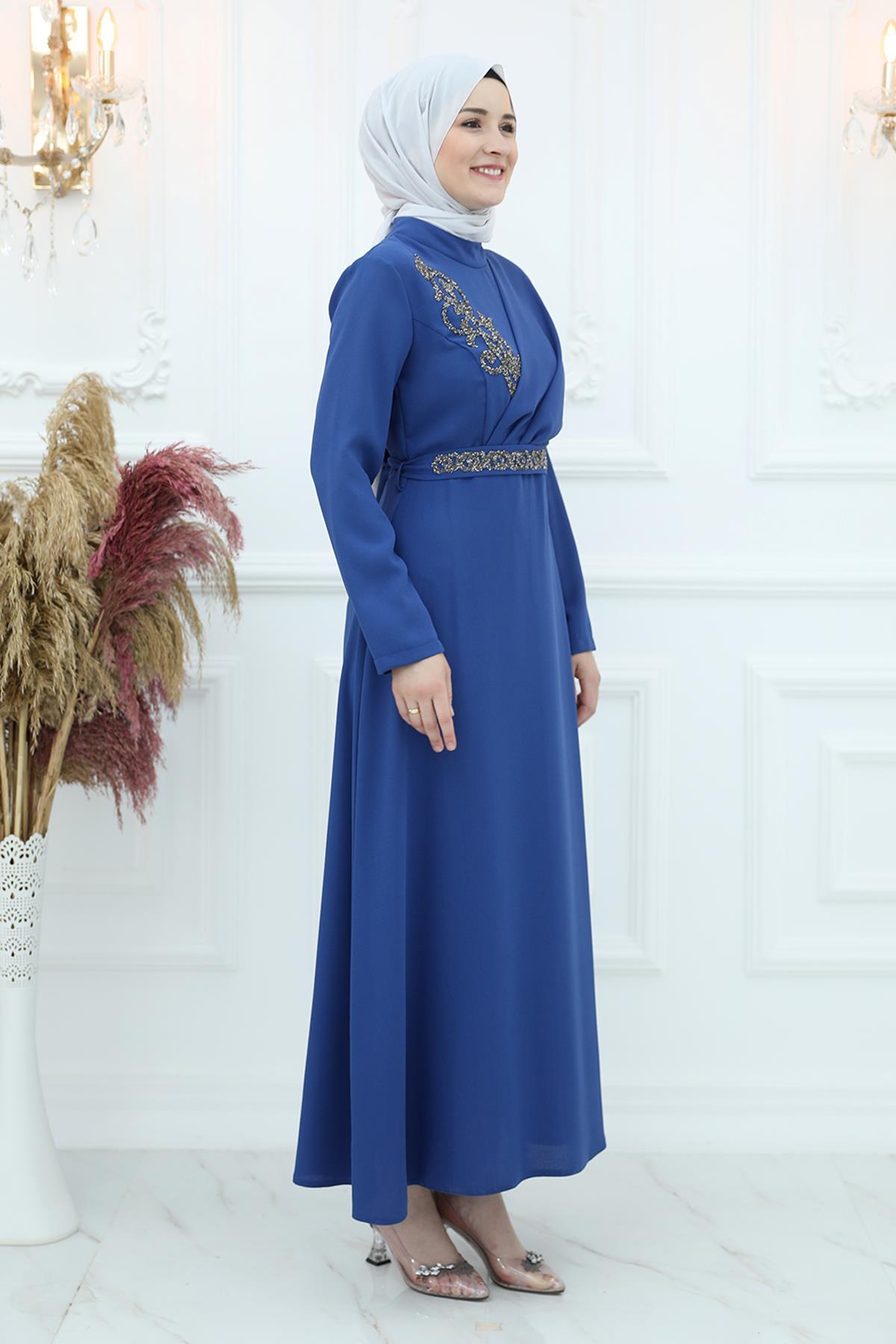 SENA TESETTÜR ELBİSEAMH910-İNDİGOAmine Hüma