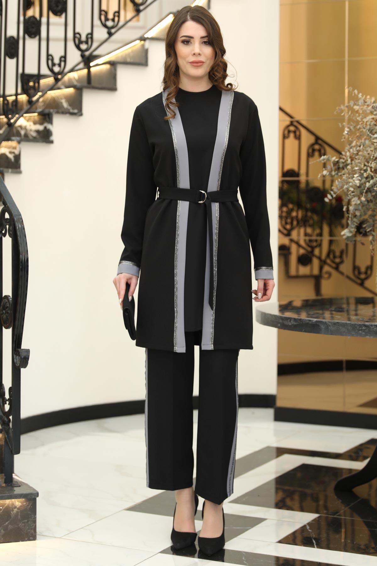 HAVİN 3'LÜ CEKET TAKIMELB38-SİYAH-GRİElben