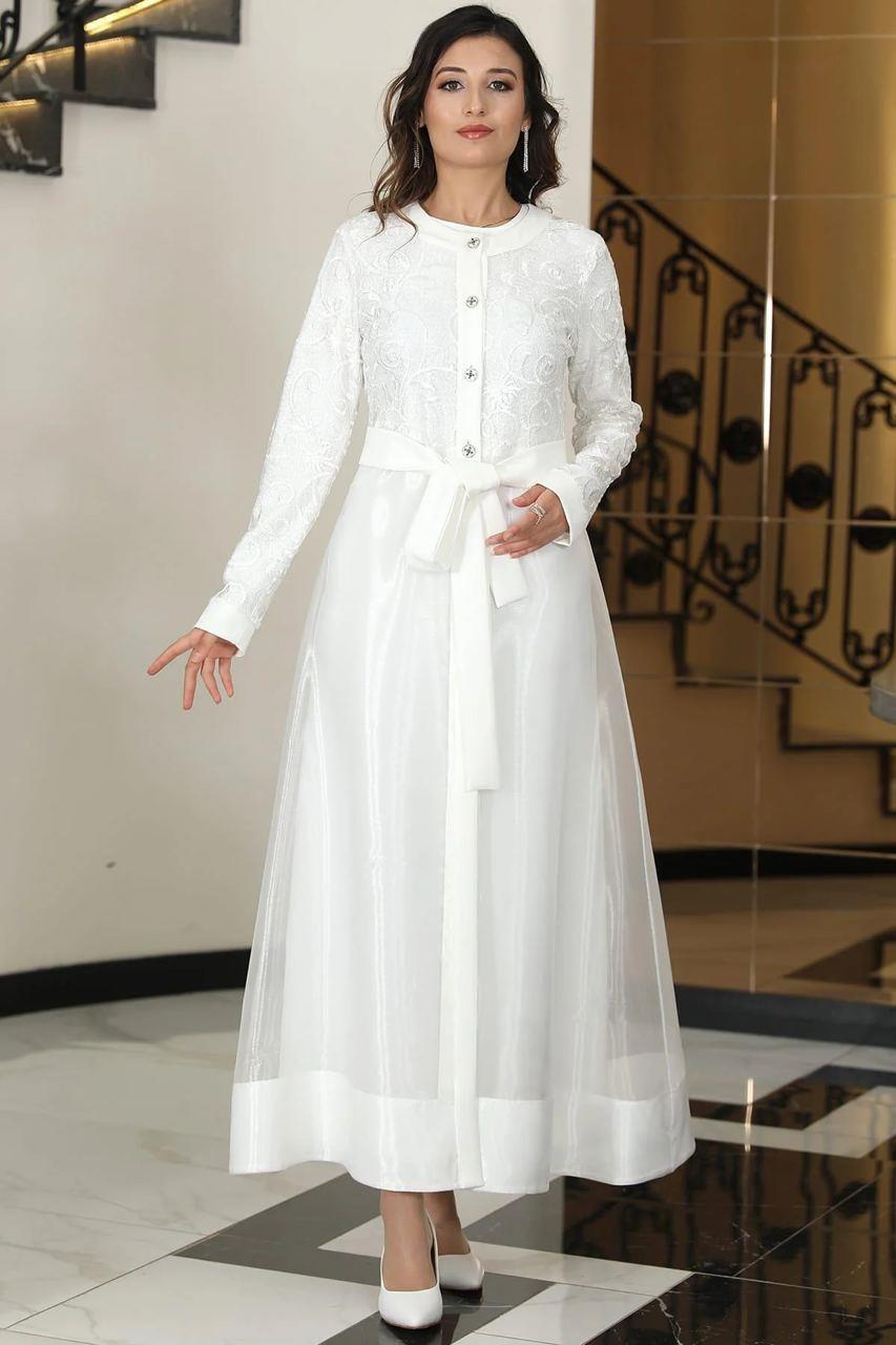 ORKİDE ABAYA TAKIMELB64-BEYAZElben