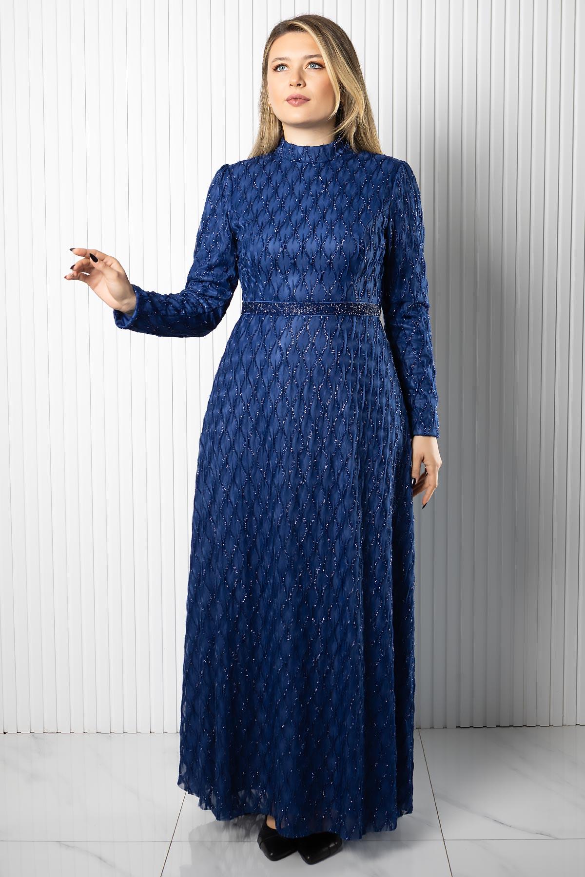 Lina Abiye Elbise ELB80ELB80-İNDİGOElben