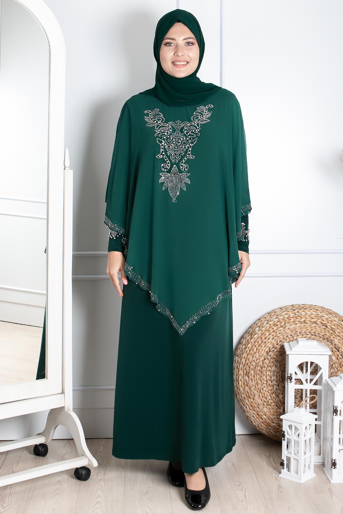 Robe de soirée - Élasthanne - Sans Doublure - Ras du Cou - Vert Emeraude - FHM642FHM642-ZÜMRÜTFahima