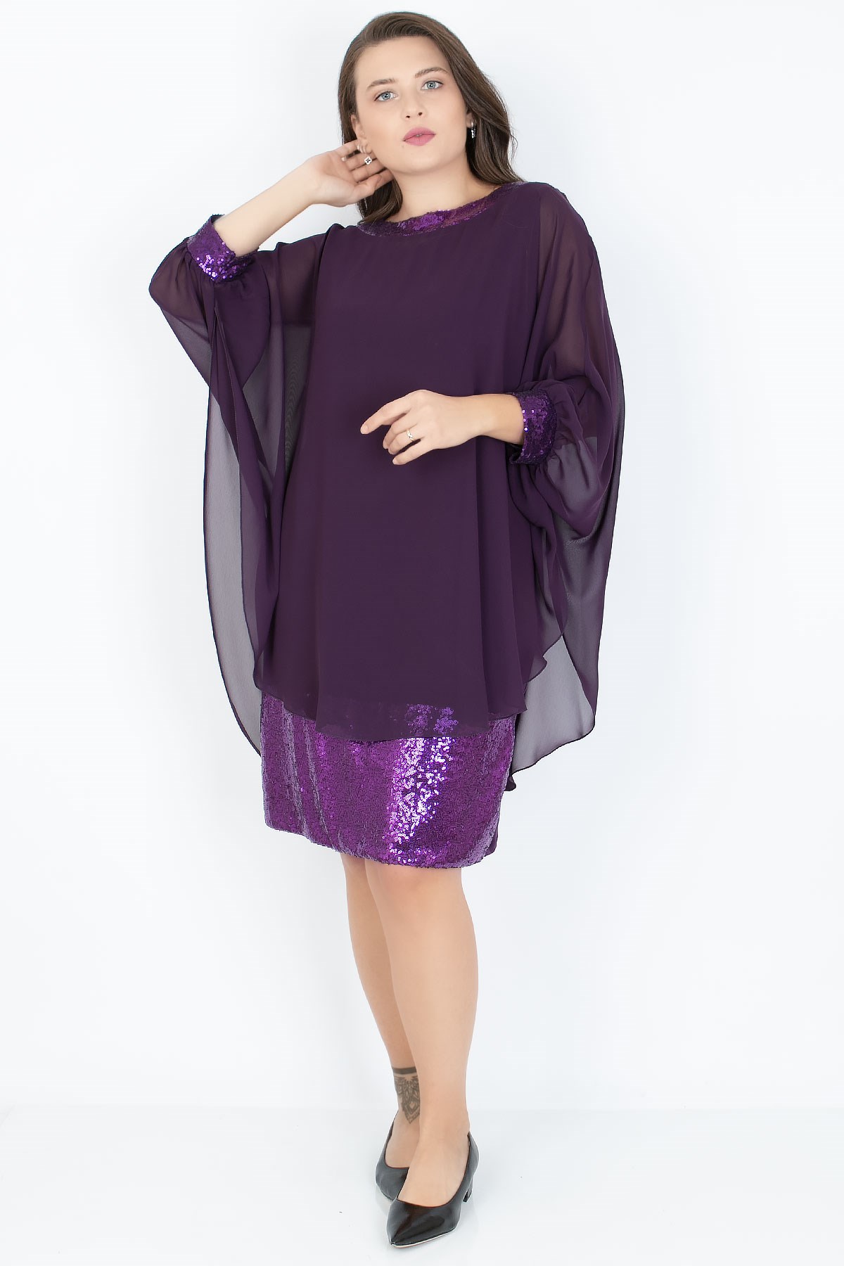 Dress Crew Neck Purple FHM756