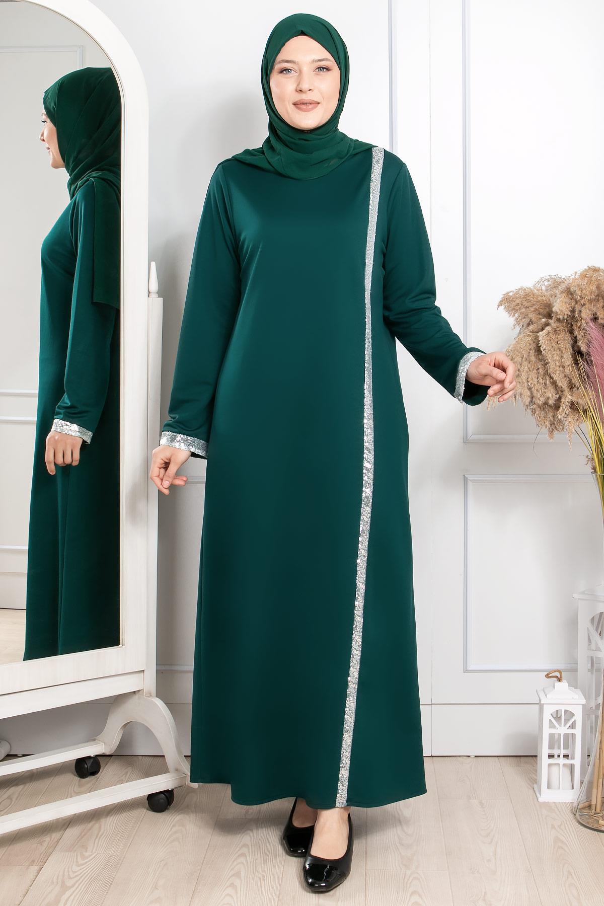 Sequin Striped Dress Petrol FHM808FHM808-PETROLFahima