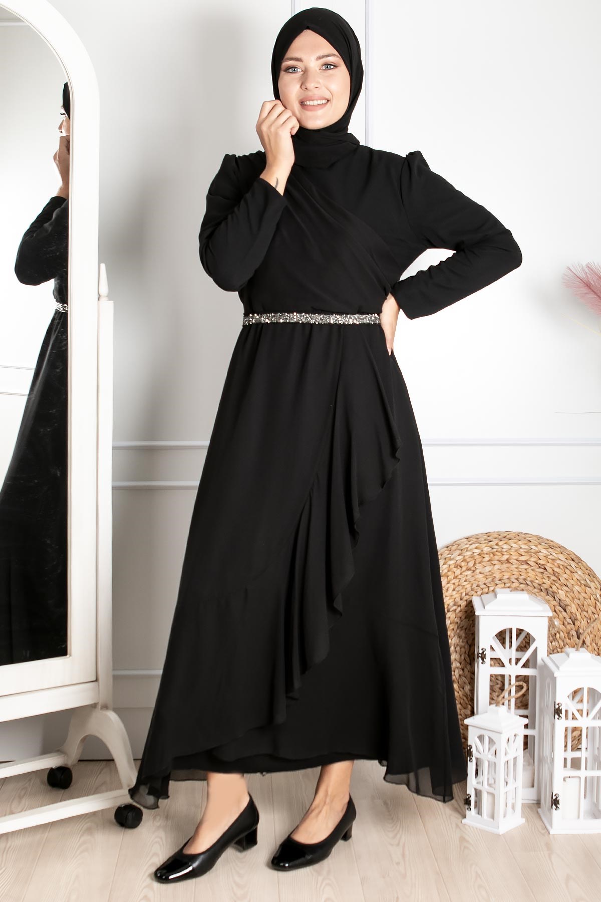 FIRFIR DETAYLI TESETTÜR ABİYEFHM850-SİYAHFahima