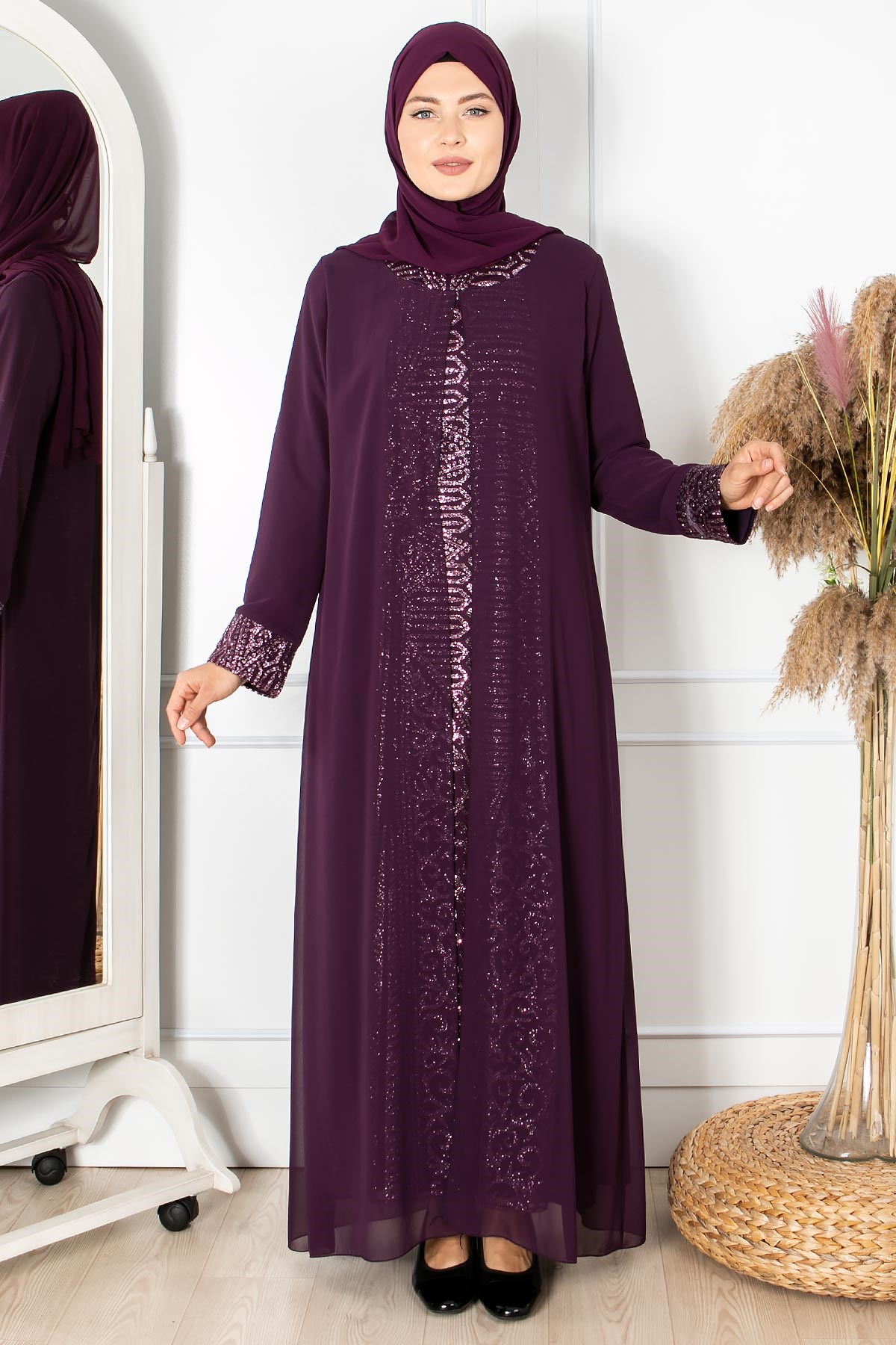 SİM DETAYLI DESENLİ ABİYE FHM852-MORFahima