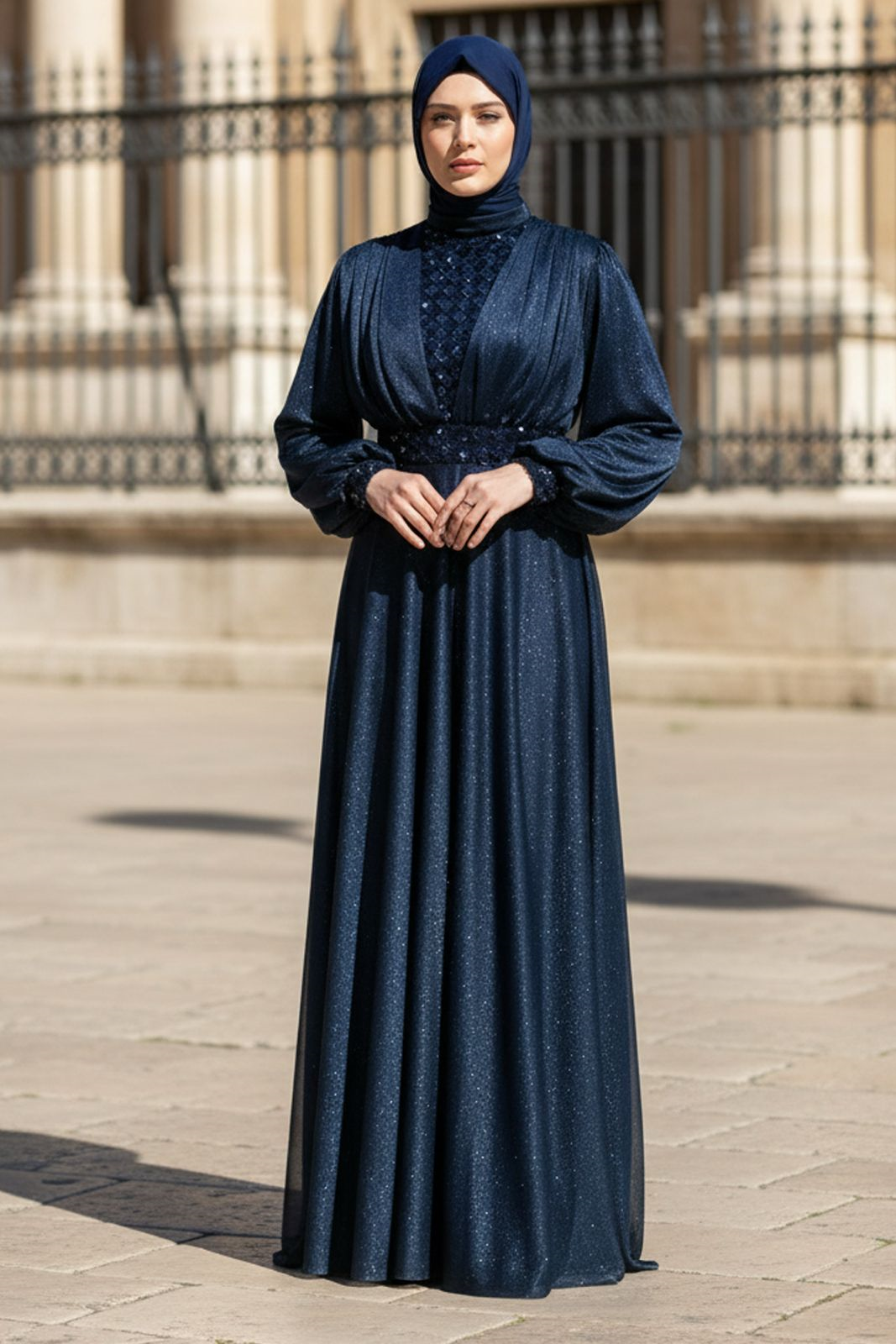 Evening Dress Dark Blue FHM872FHM872-LACİVERTFahima