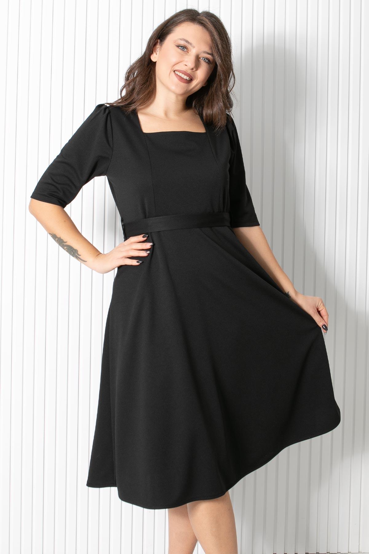 Robe de soirée avec ceinture Noir FHM904