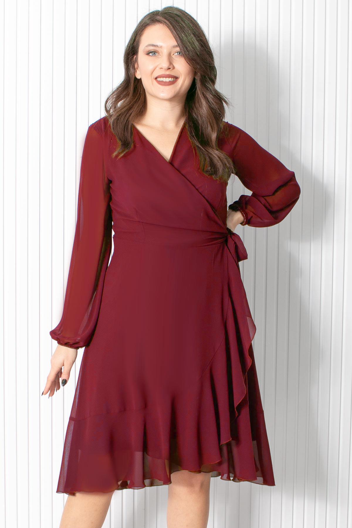 FIRFIRLI ŞİFON ABİYE ELBİSEFHM914-MÜRDÜMFahima