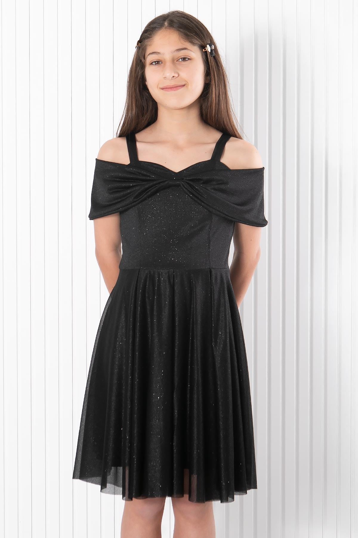 ASKLI SİMLİ TÜL ABİYEFHM944-SİYAHFahima