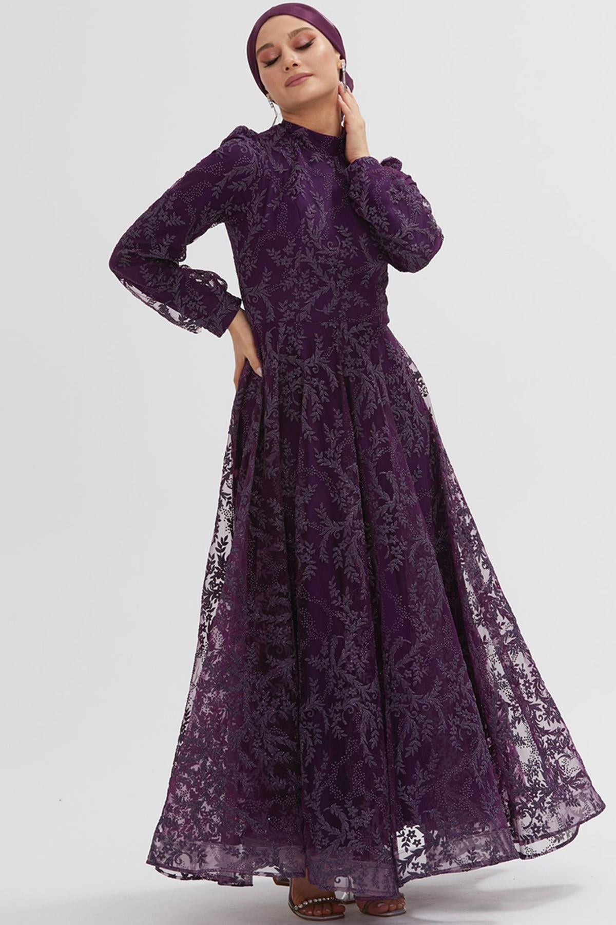 Lace Evening Dress Purple HMA102 Lace Evening Dress Purple HMA102
