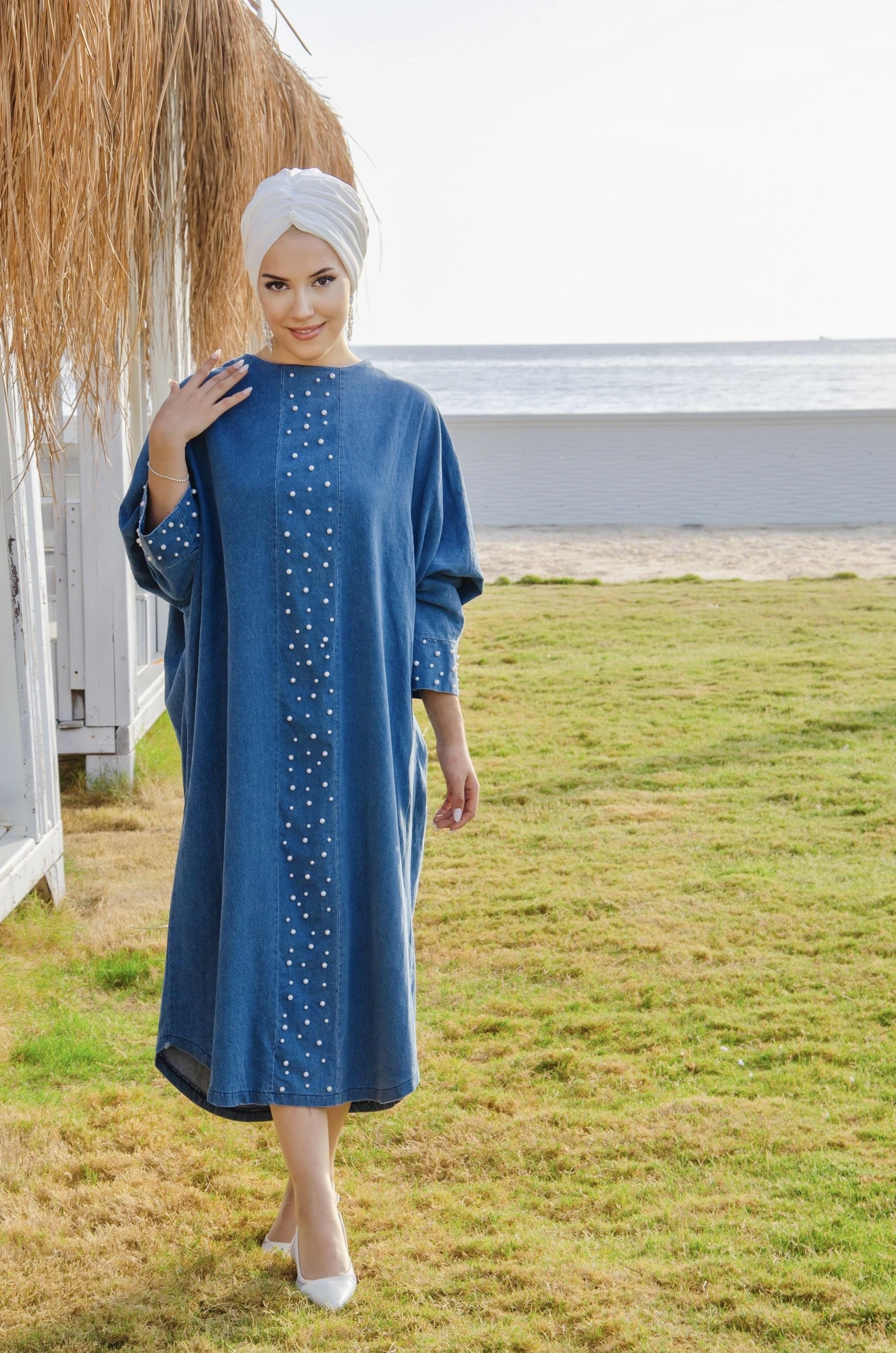 ELİSA FERACE TUNİK KOT KUMAŞLFZ418-MAVİLefzen