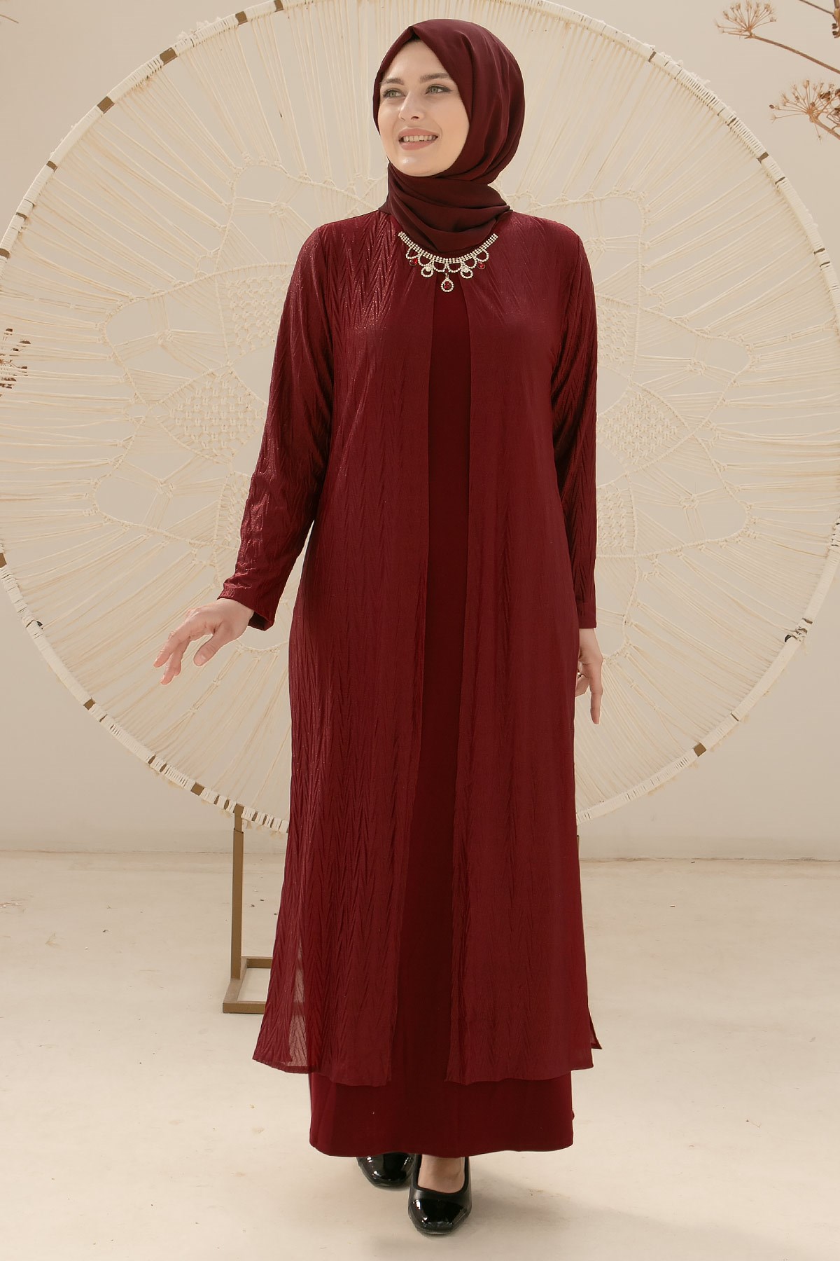 KAPAKLI KOLYE DETAY ABİYEMDA2123-BORDOMDA