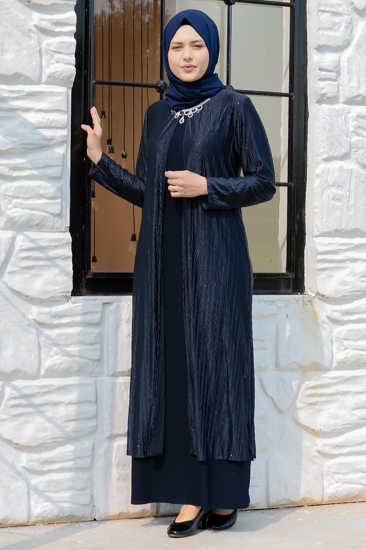 KAPAKLI KOLYE DETAY ABİYEMDA2123-LACİVERTMDA