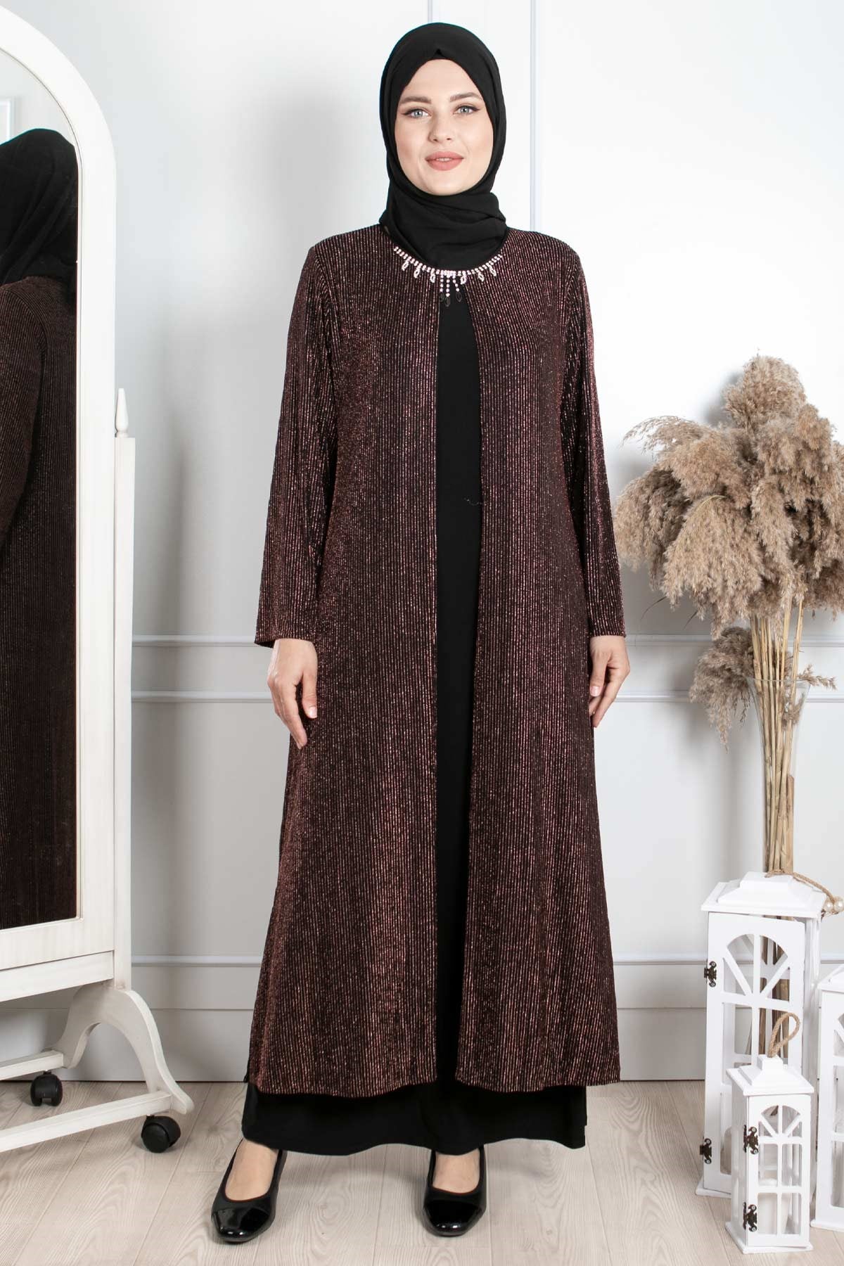 KOLYE DETAYLI SİMLİ ABİYEMDA2236-BAKIRMDA