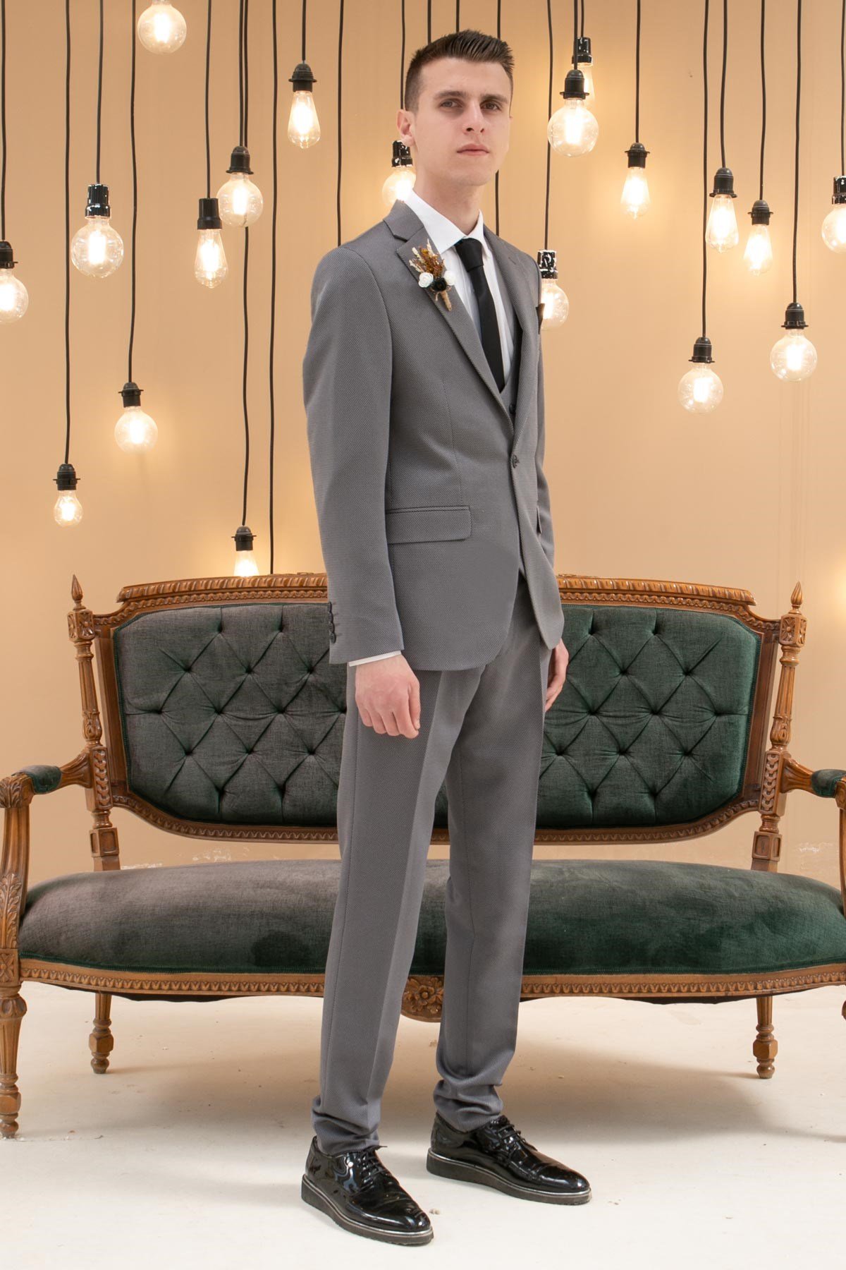 Pantalon Gilet Veste Piece Suit Doublure Anthracite