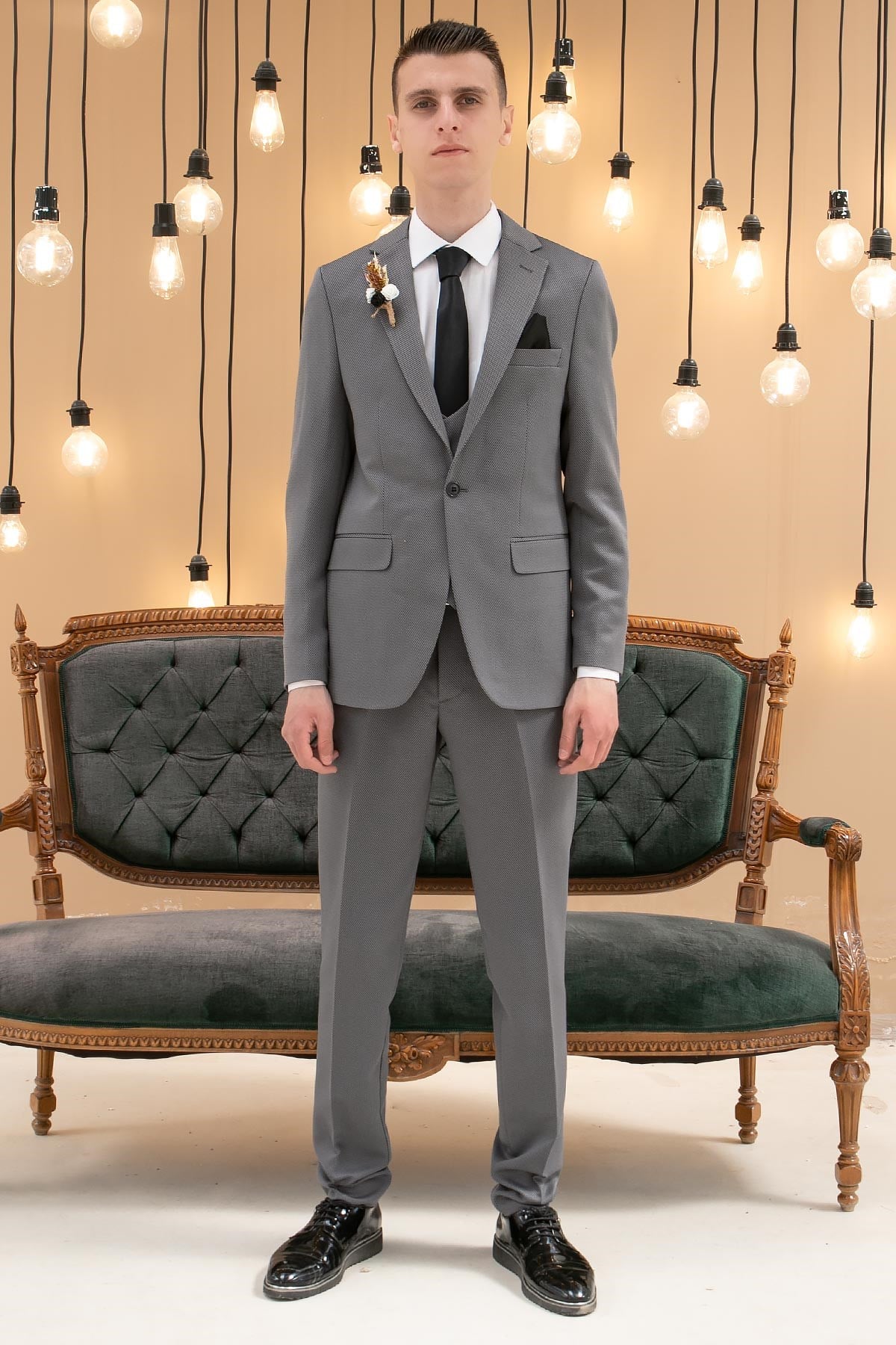 Pants Vest Jacket 3 Piece Suit Lined Anthracite MDV101 Modavina