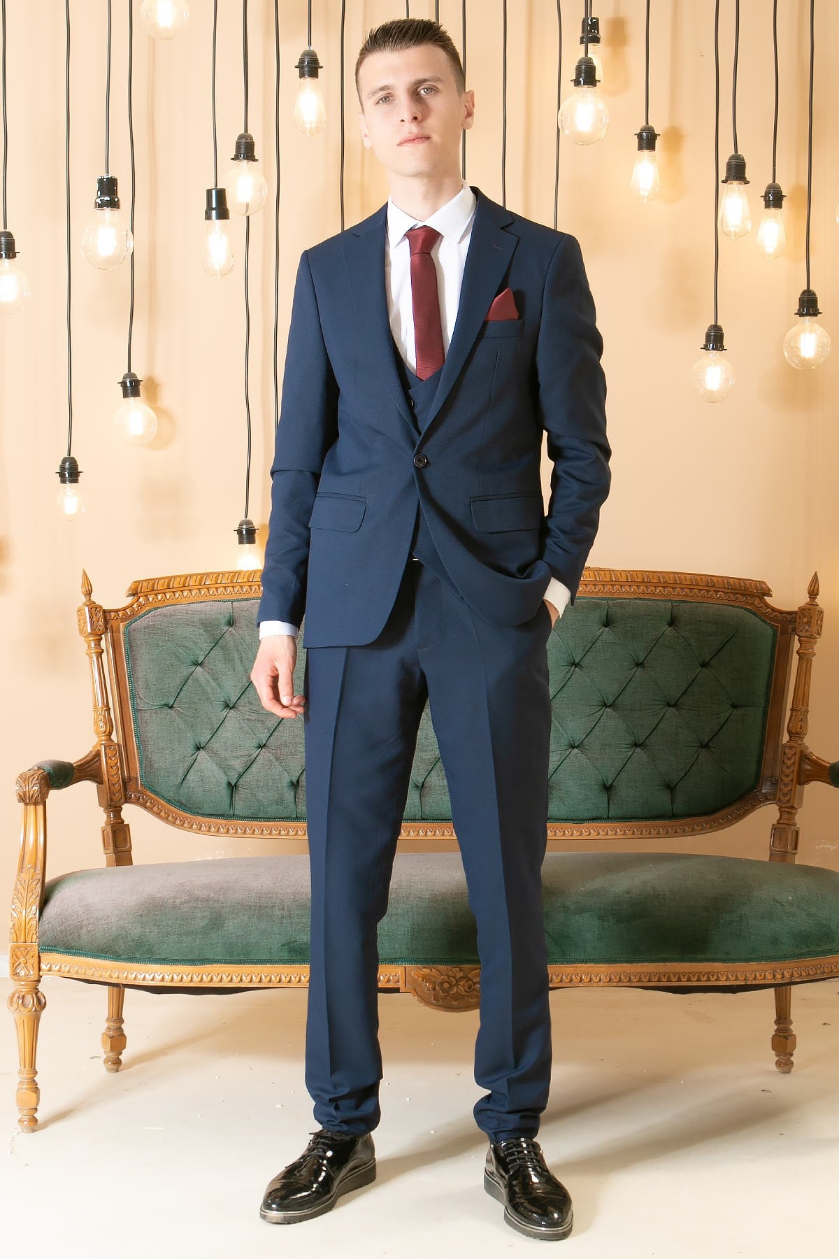 Pantalon - Gilet - Veste - 3 Piece Suit - Doublure - Bleu Marin - MDV101MDV101-LACİVERTModaviki