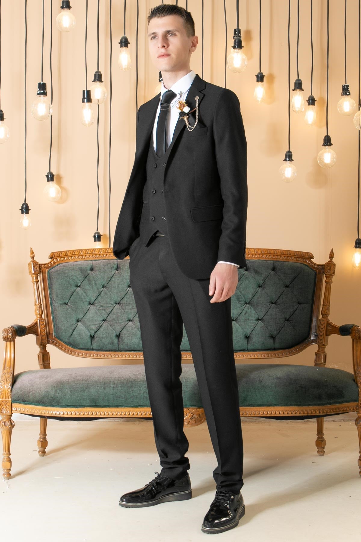 Pants - Vest - Jacket - 3 Piece Suit - Lined - Black -  MDV101MDV101-SİYAHModaviki